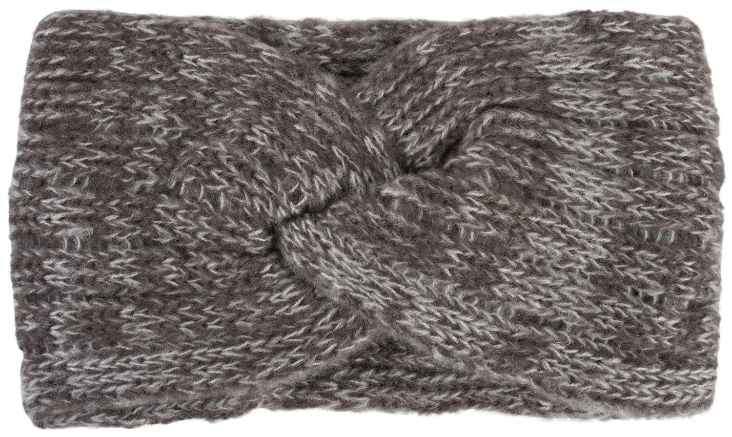 mit Knoten Twist Stirnband Dunkelgrau (1-St) meliert Feinstrick Stirnband styleBREAKER