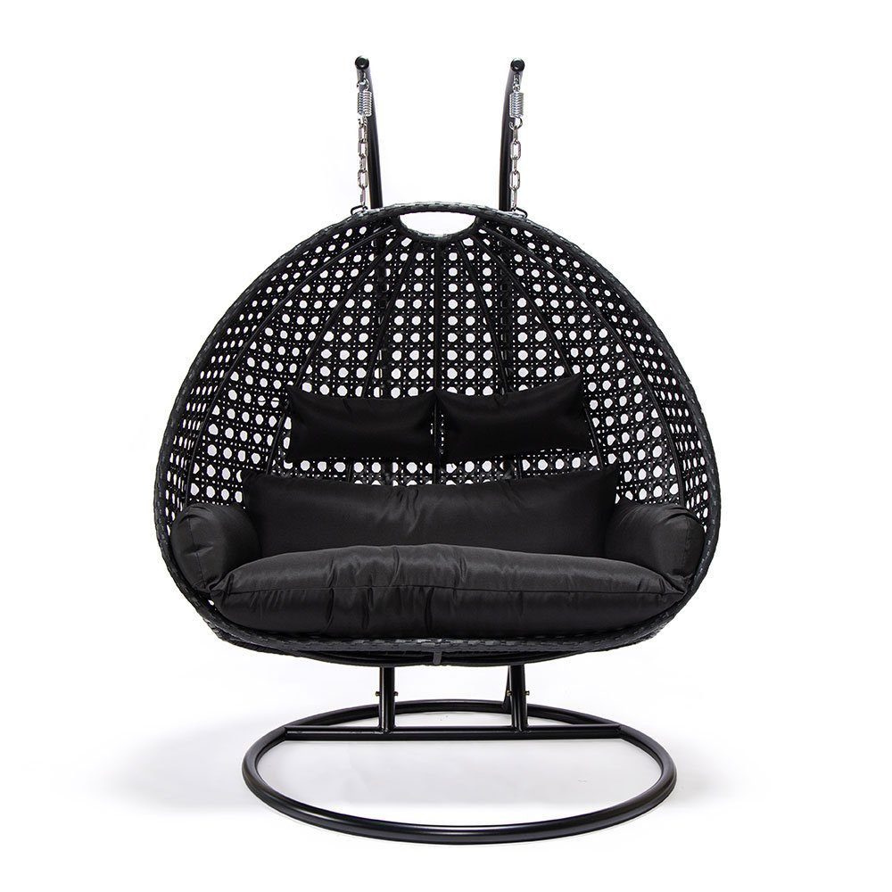 HOME DELUXE Hängesessel Polyrattan Hängesessel TWIN (inkl. Gestell, Korb, Sitzauflage, Montagezubehör, 4-St., Komplettset), Hängestuhl, Hängekorb, Hängeschaukel, Hollywoodschaukel