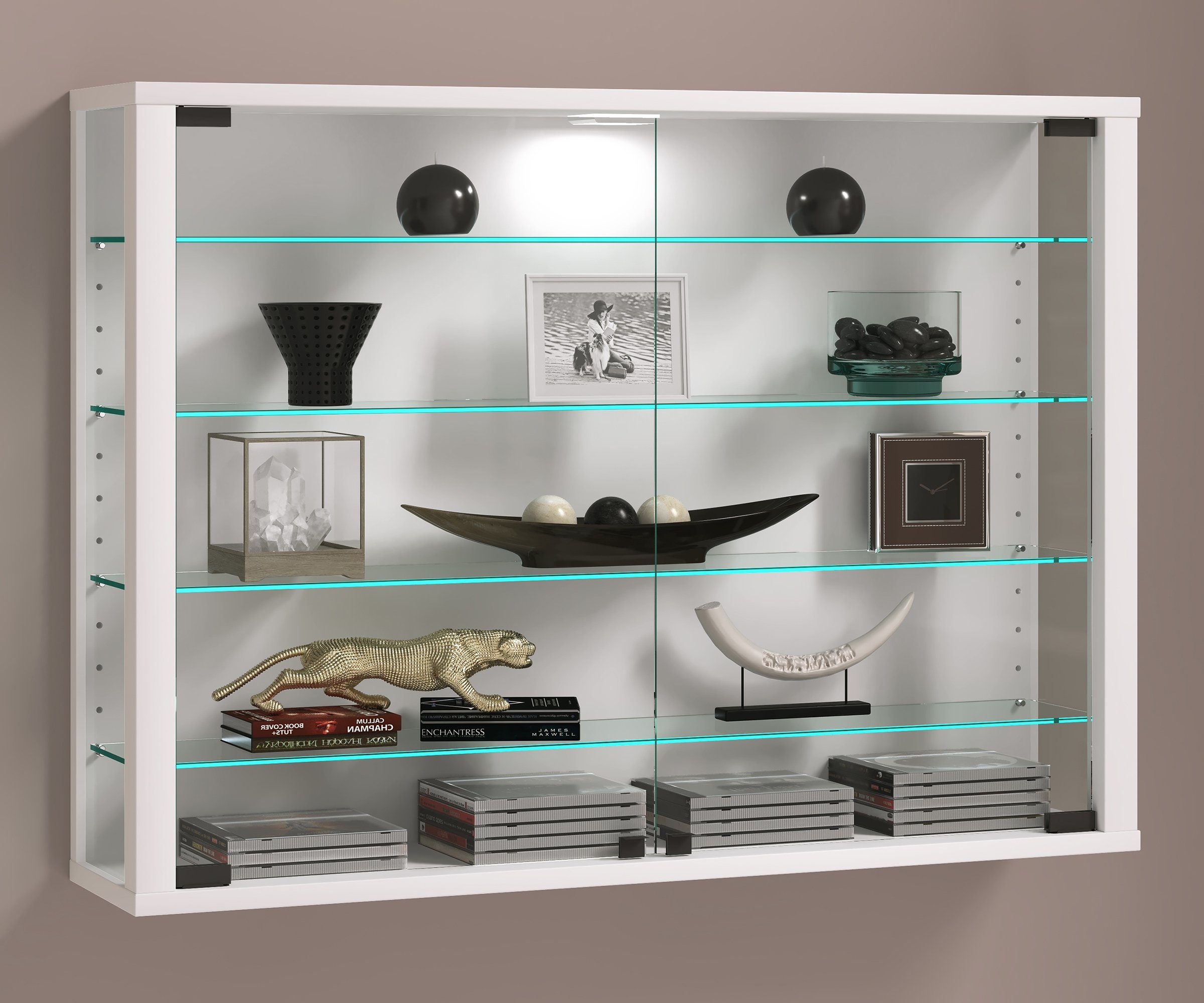 VCM Hängevitrine Vitrosa B. 83 x T. 18 x H. 60 cm Präsentation und Aufbewahrung von Sammlerstücken, Wohnzimmer oder Büro – Bild 3 von 4