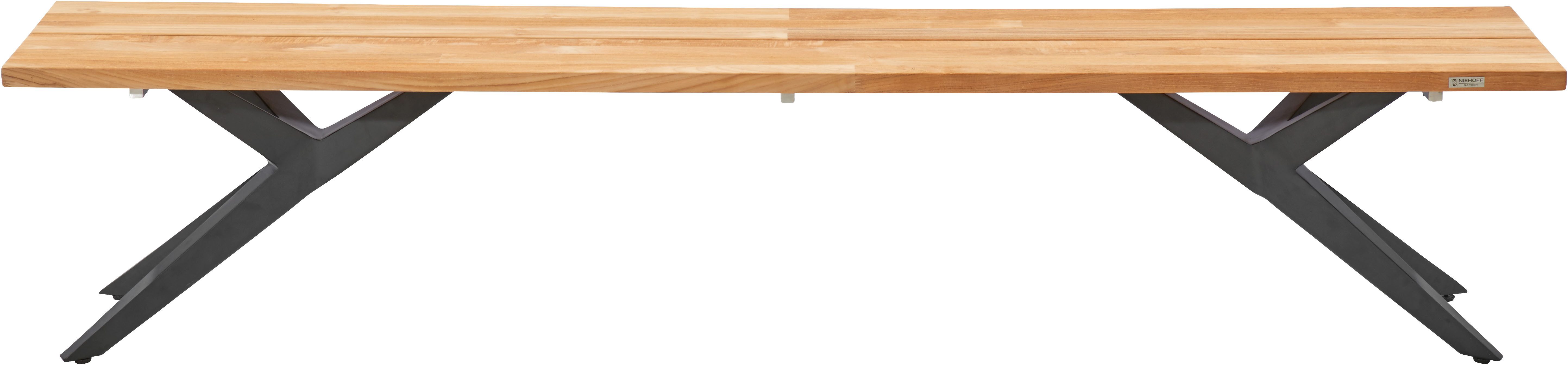 Musterring Sitzbank Freilicht Bänke (1-St), Massives Teak mit Baumkante, in drei Größen: 220, 240 und 280 cm