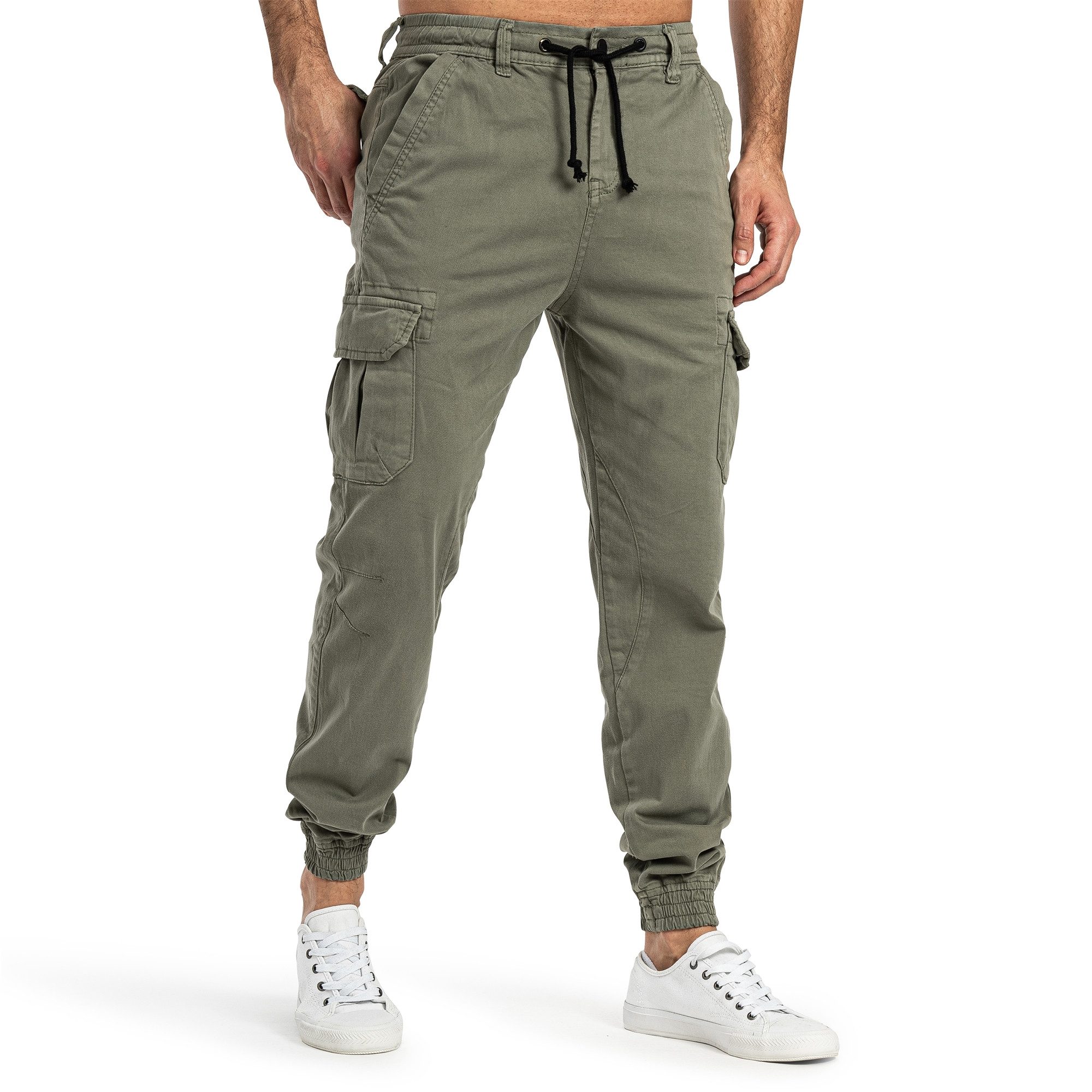 SUBLEVEL Cargohose Herren Cargo Hose Jeans Sweatpant Chino Jogginghose Tunnelzug, elastische Bündchen