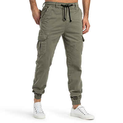 SUBLEVEL Cargohose Sublevel Herren Cargo Hose Cargohose Jeans Sweatpant Chino Jogginghose Unifarben, Elastikbund mit Schnürung, GEsäßtasche mit Klappe