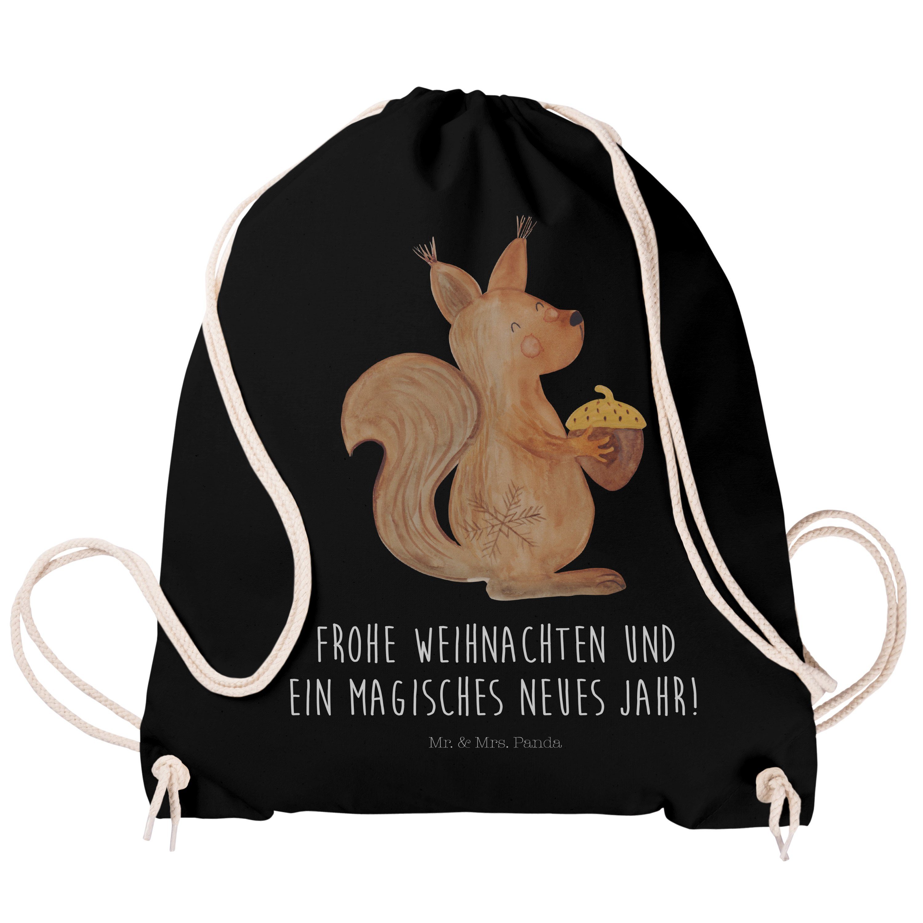Mr. & Schwarz Weihnachtszeit - Panda Mrs. Sporttasche (1-tlg) Geschenk, Eichhörnchen Weihnachtsmotiv, - Fr