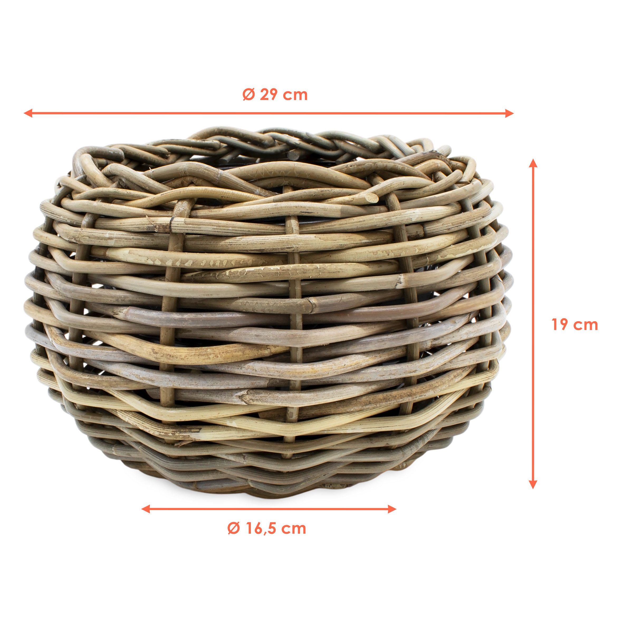 Spetebo Blumentopf Rattan Pflanztopf mit Kunststoff Einsatz (Anzahl, 1 St., Stück), mit 100 % wasserdichtem Innenkübel