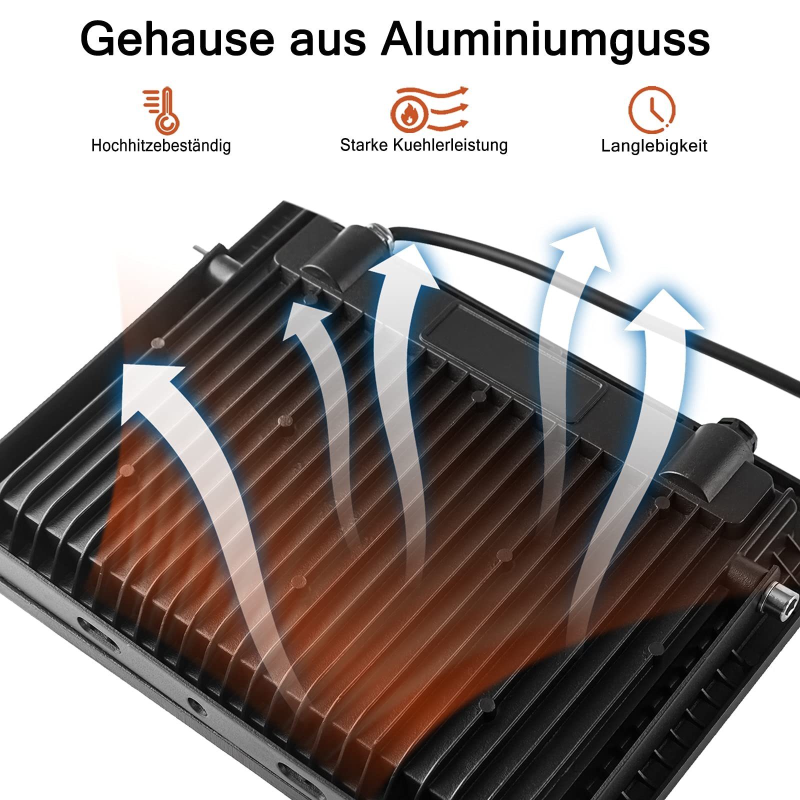 AUFUN inkl. 3m Stativ 100W, mit Kabel, für Garage Baustrahler Kaltweiß-Warmweiß,