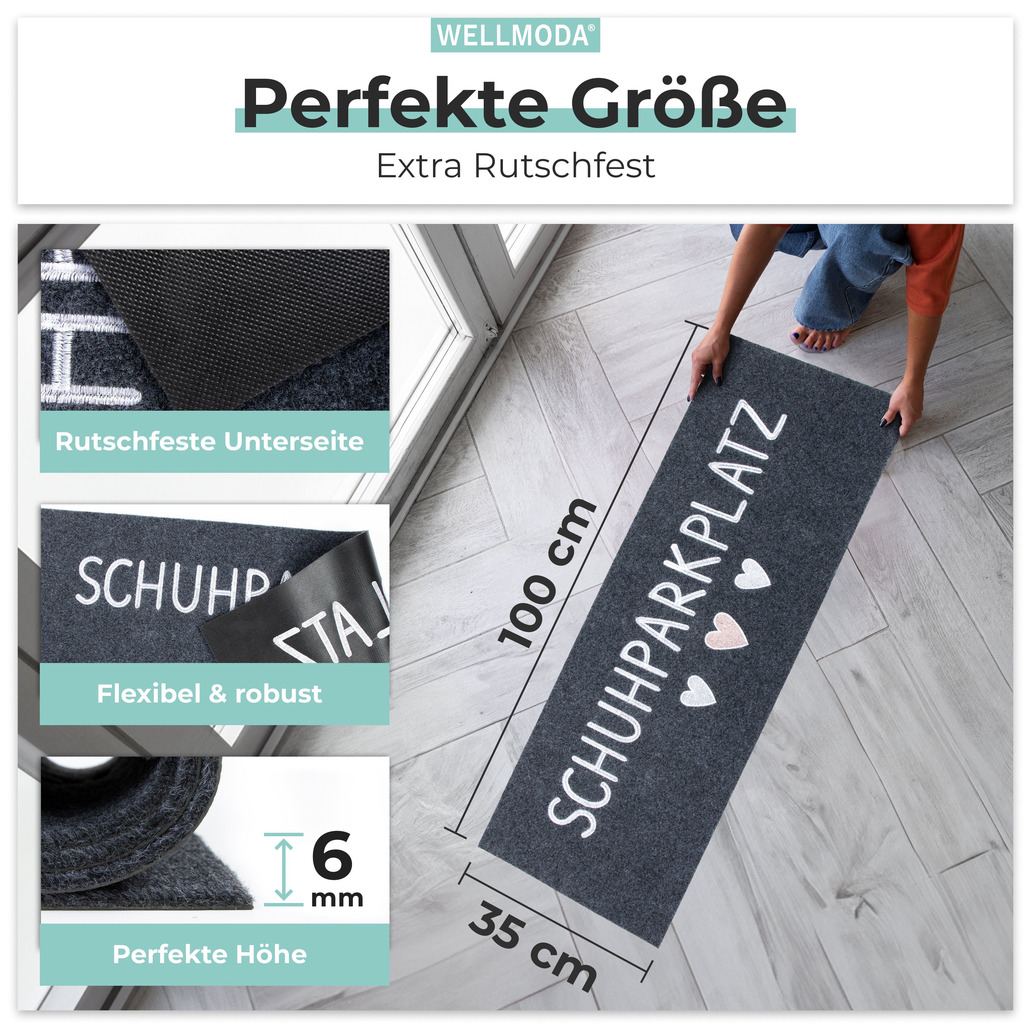 WELLMODA Fußmatte "Schuhparkplatz" I genähter Schriftzug I Sehr rutschfest günstig online kaufen
