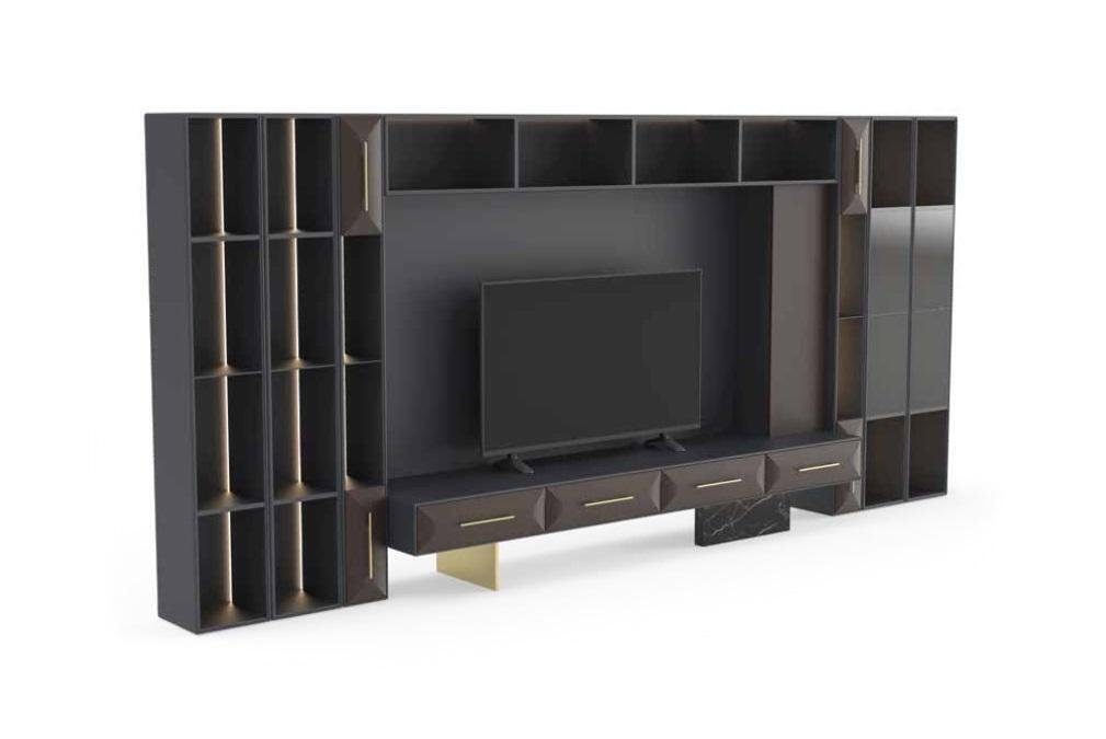 Moderne Europa Design Neu, Wohnwand TV Ständer Made Wohnwand Wohnzimmer Luxuriös Möbel 1x in Holz JVmoebel (1-St., Wohnwand),