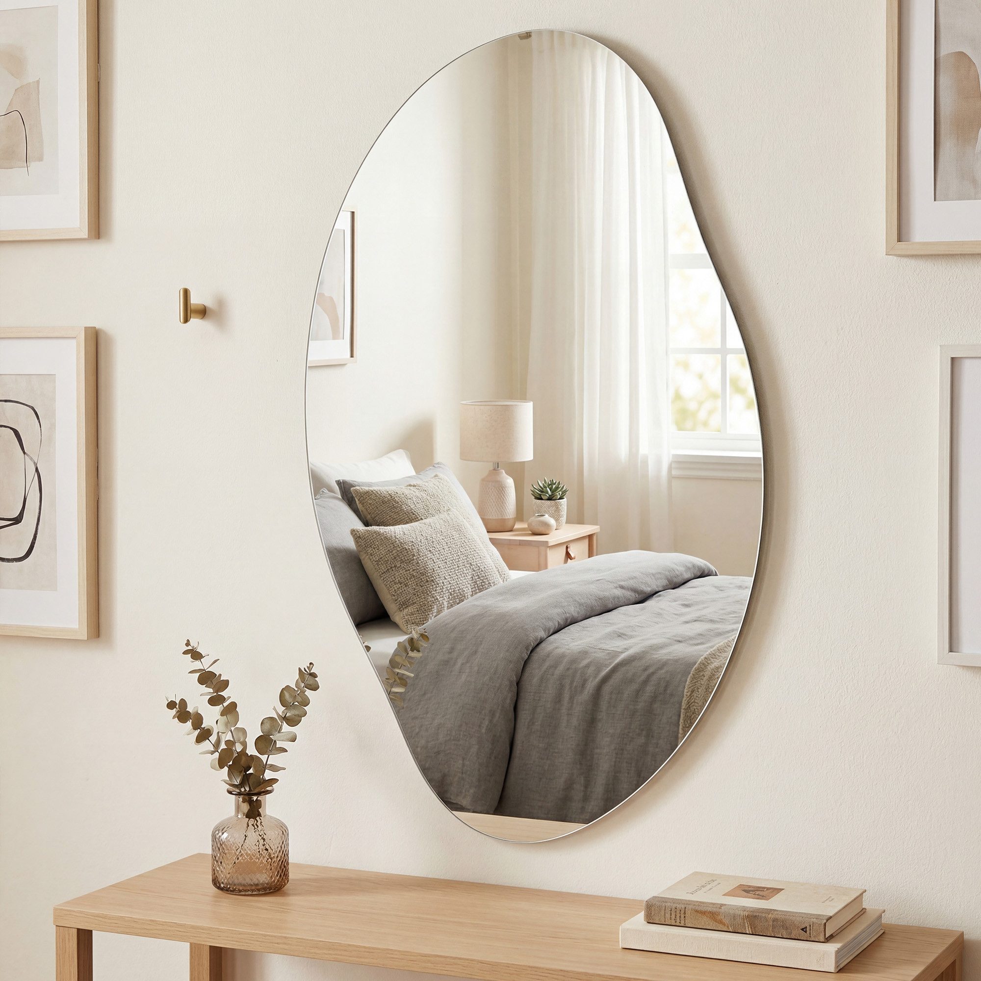 SONGMICS Wandspiegel rahmenloser Spiegel in Blütenblattform, asymmetrisch