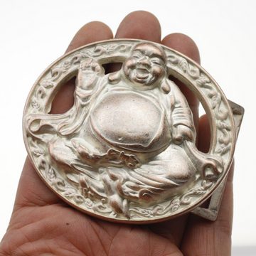 Crystalogy.de Gürtelschnalle Buddha Gürtelschnalle,Leder Gürtel, rosepearl, 8,5x7,2 cm