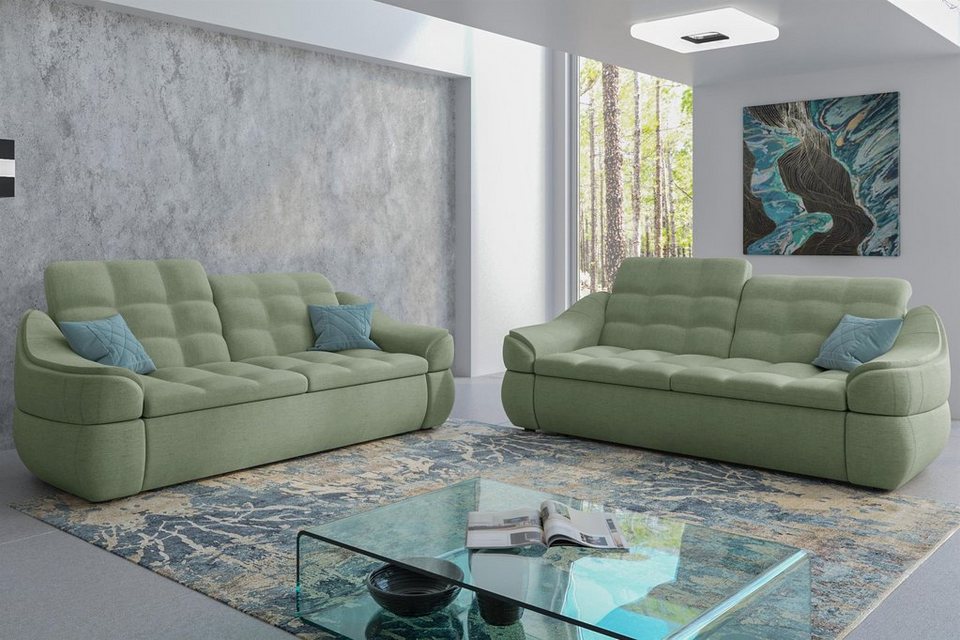 Stylefy Polstergarnitur Alisa, (Set (2-tlg), bestehend aus 2x2-Sitzer Sofa,  Modern Design, made in Europa