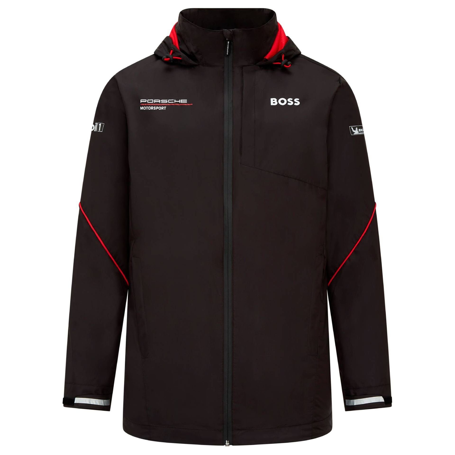 Porsche Motorsport Regenjacke Teamline mit Rückenaufdruck, verstaubare Kapuze