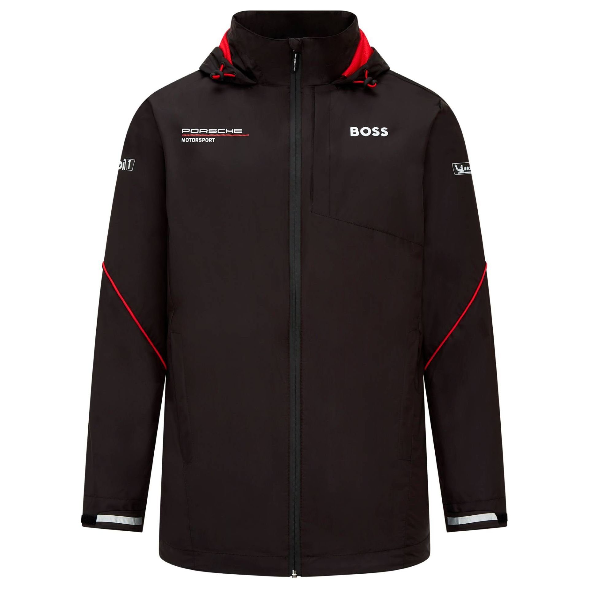 Teamline Kapuze, Motorsport Regenjacke verstaubarer Rückenaufdruck mit mit Porsche