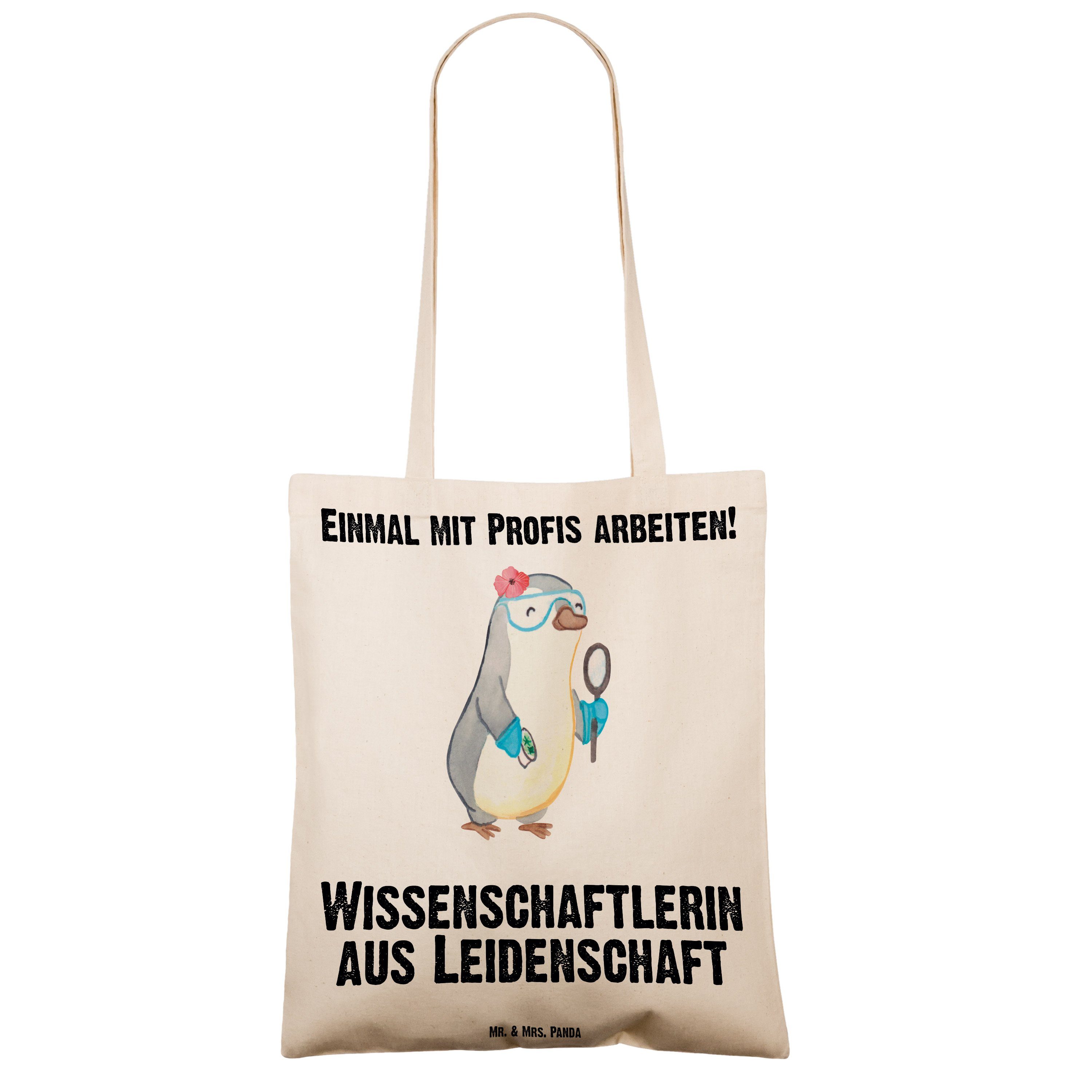 Leidenschaft Tragetasche Wissenschaftlerin Mr. (1-tlg) - - Geschenk, & aus Panda Mrs. Stoffbeu Transparent