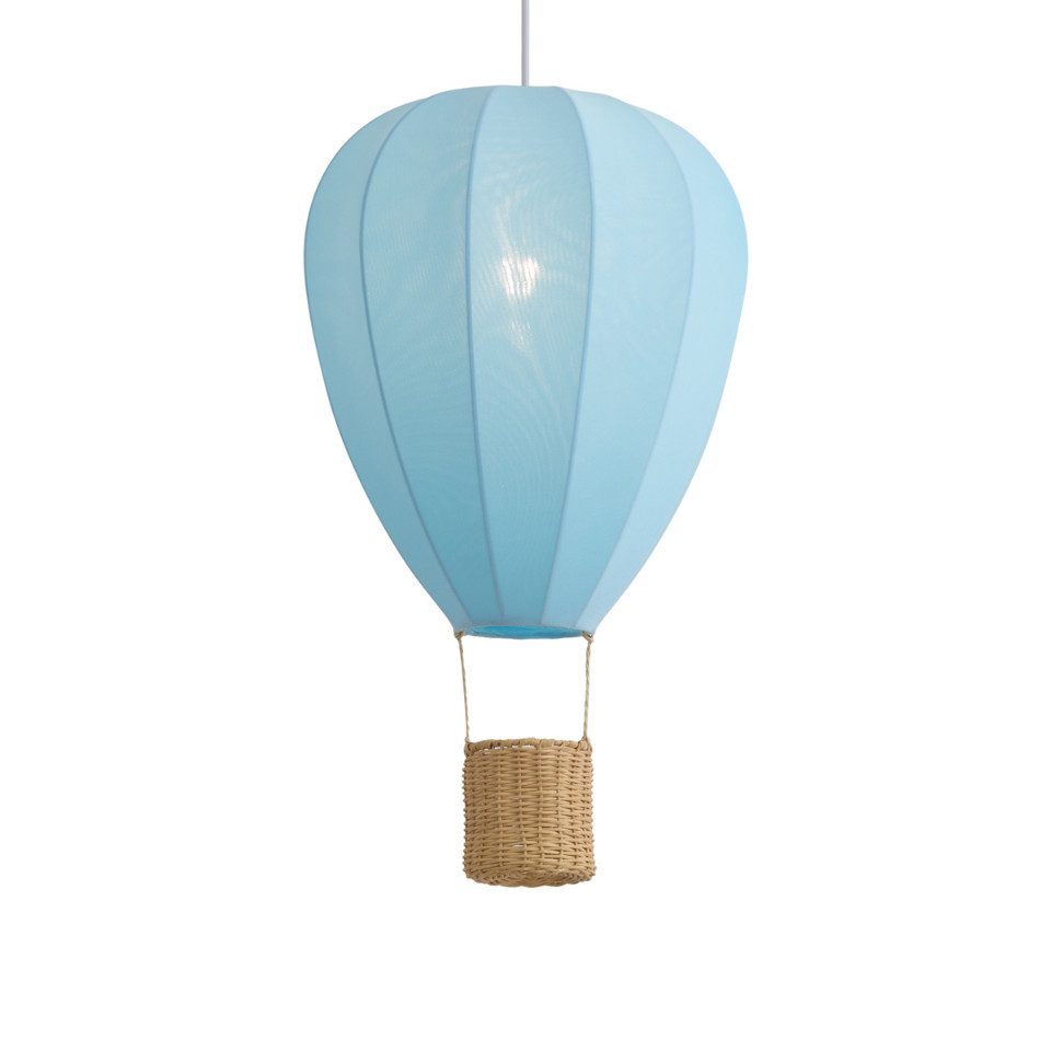 Qazqa Pendelleuchte Airballoon, ohne Leuchtmittel, E27, Blau, Für Kinder, Textil, 1-flammig