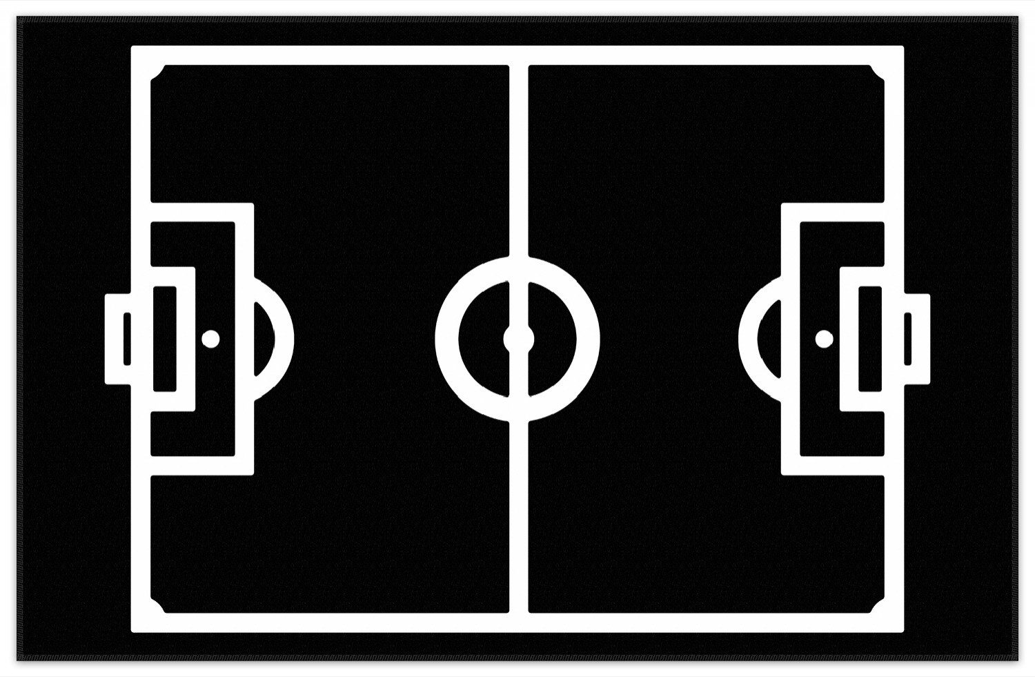 Wallario Teppich Fußball - Fußballfeld in Schwarz-Weiß, rechteckig, rutschfest