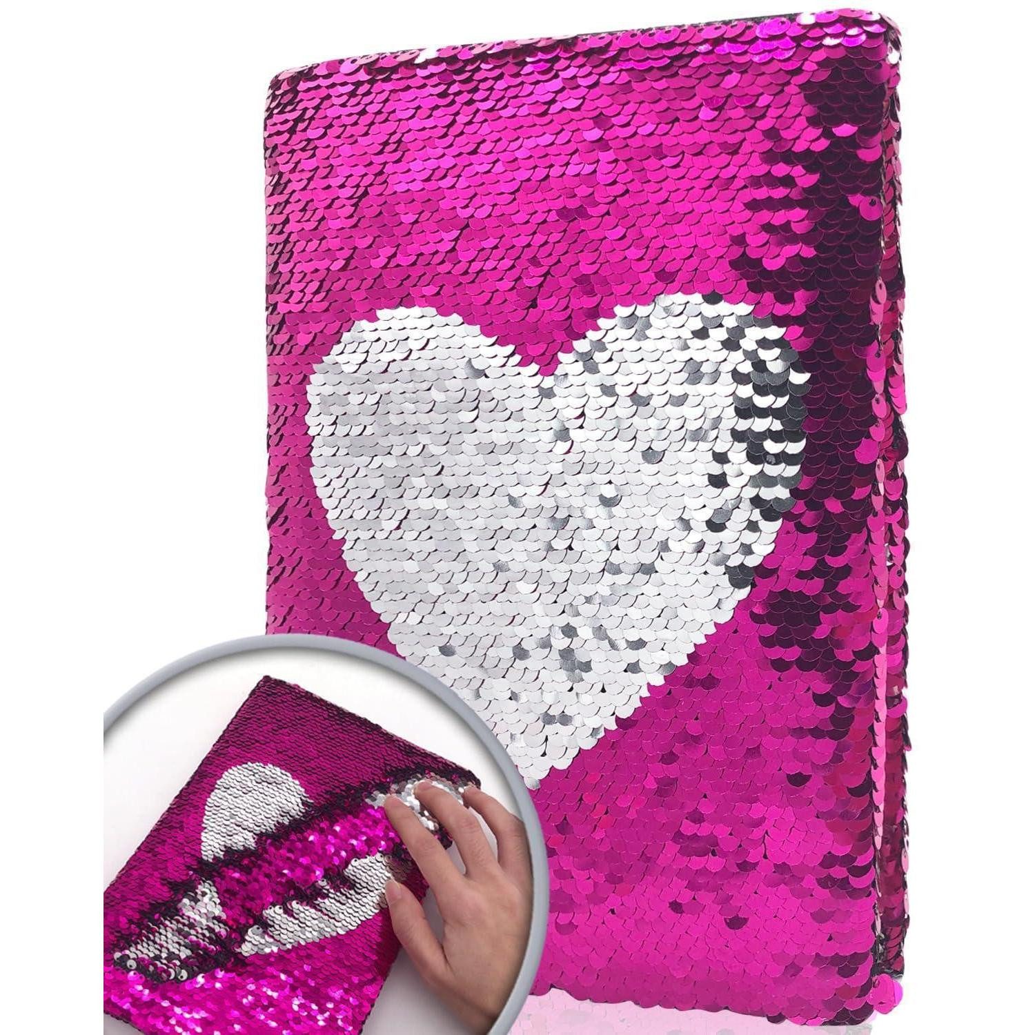 LuxusKollektion Tagebuch Wendepaillette Tagebuch A5 Herz Rosa Glitzer