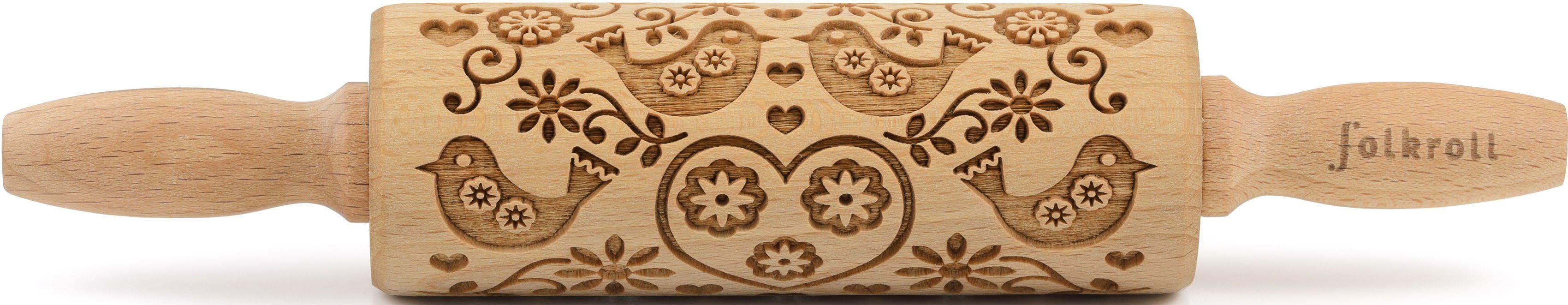 folkroll Teigroller 3D-Motiv-Teigrolle Massivholz, Folk