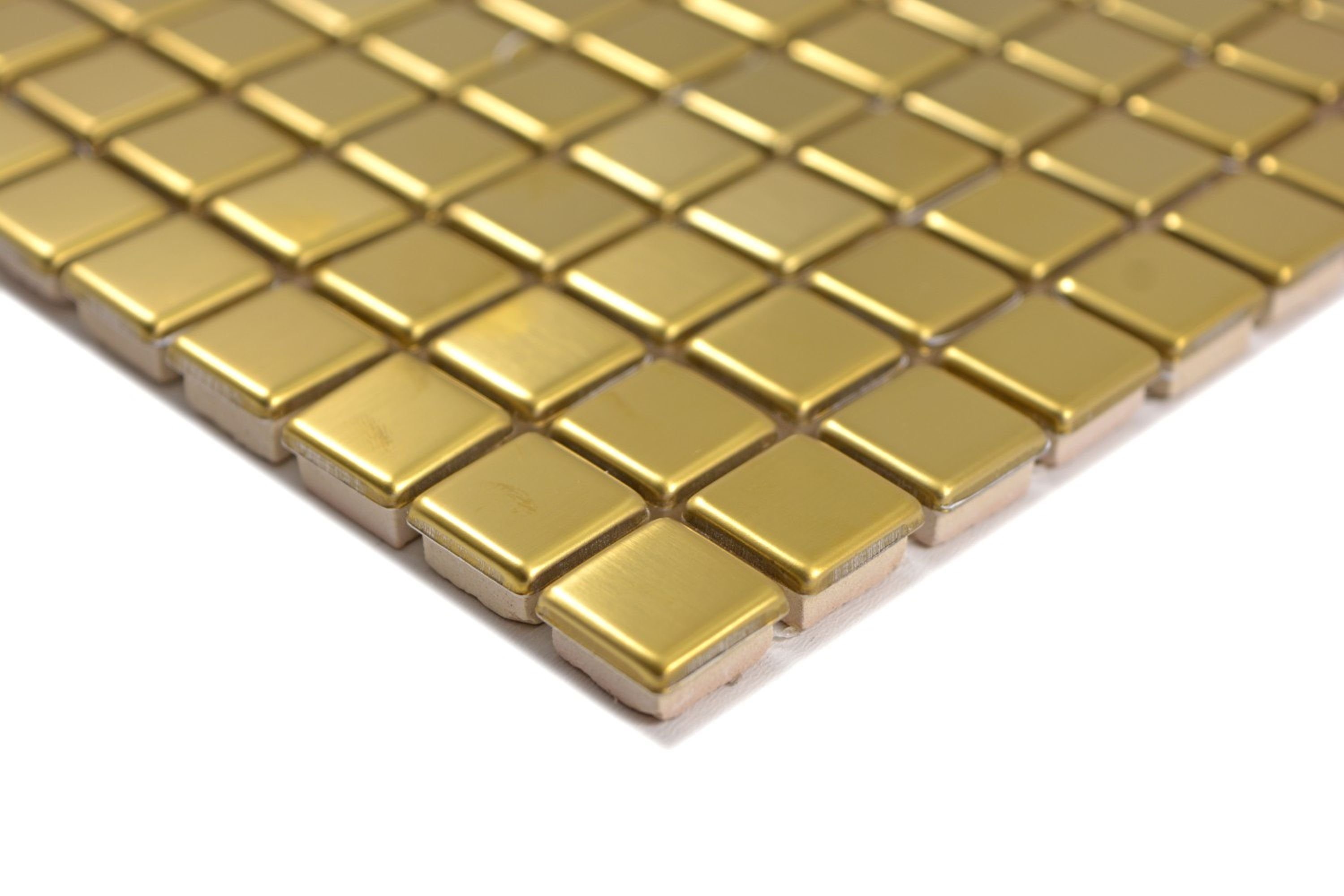 Mosani Mosaikfliesen Edelstahl Mosaik Fliese gold gebürstet matt Küchenwand