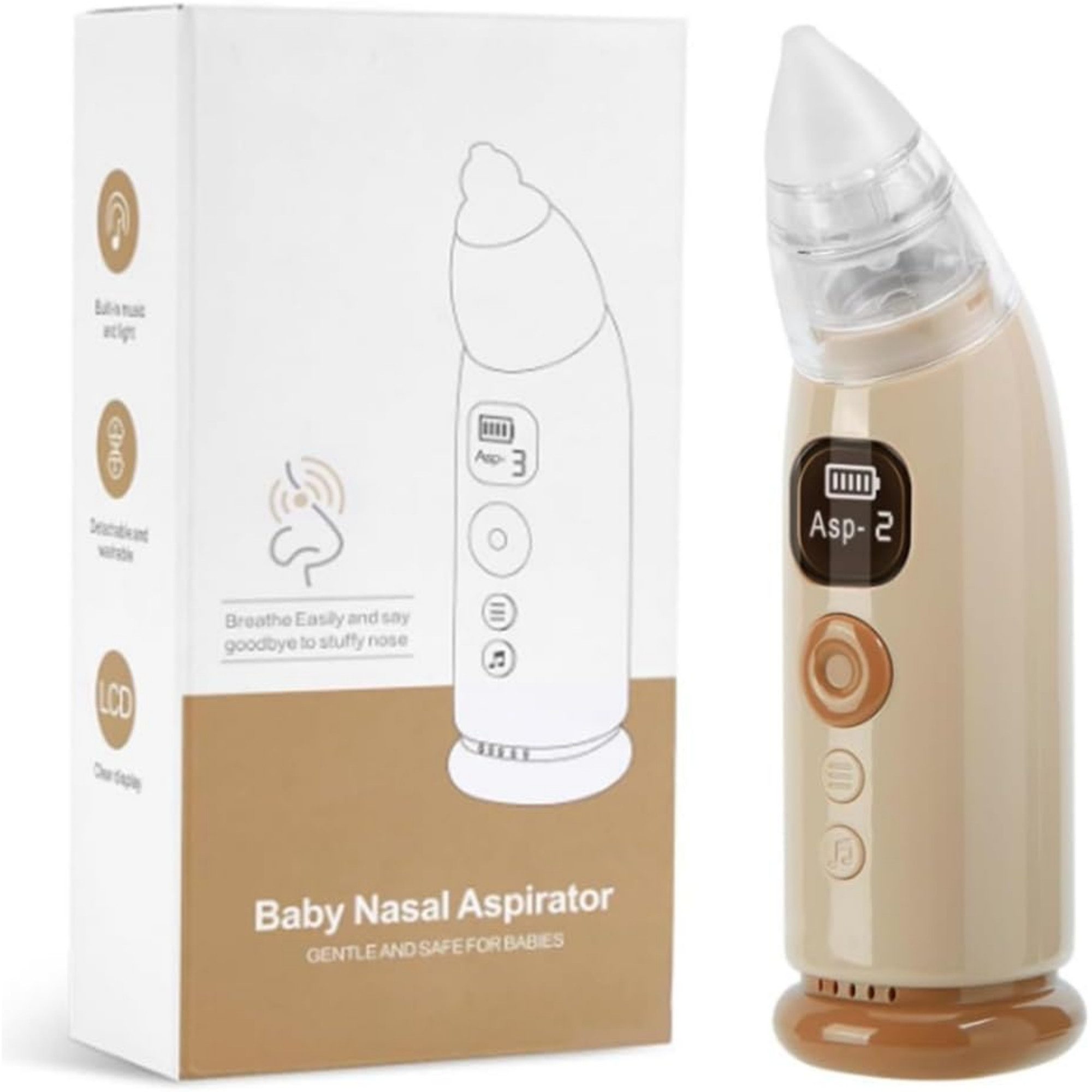 Vivitar Nasensauger für Babys und Neugeborene mit 3 Saugstufen, USB Wiederaufladbar, LCD Display, Weicher Silikonaufsatz, Nasenreiniger für Säuglinge, Nasenschleim Absauger für Sanfte Nasenpflege, Tragbarer Nasensauger für Zuhause und unterwegs, Einfache Reinigung
