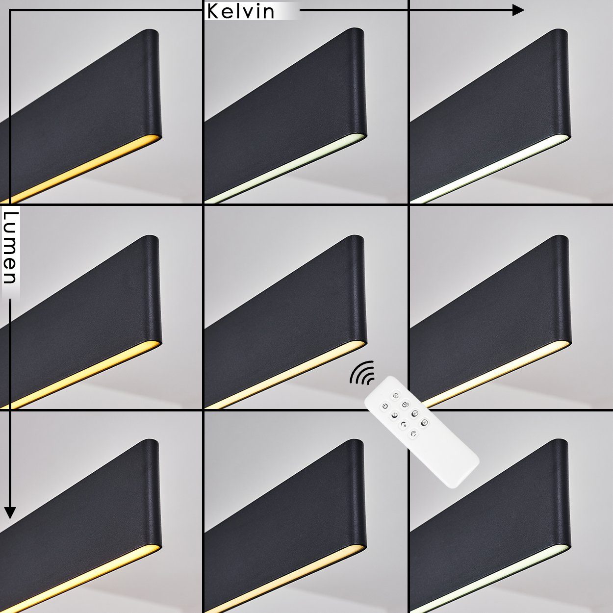 hofstein Pendelleuchte »Atella« moderne Hängelampe aus Metall in Anthrazit, 2700 Kelvin, 1800 Lumen, längliche Hängeleuchte, dimmbar, Fernbedienung