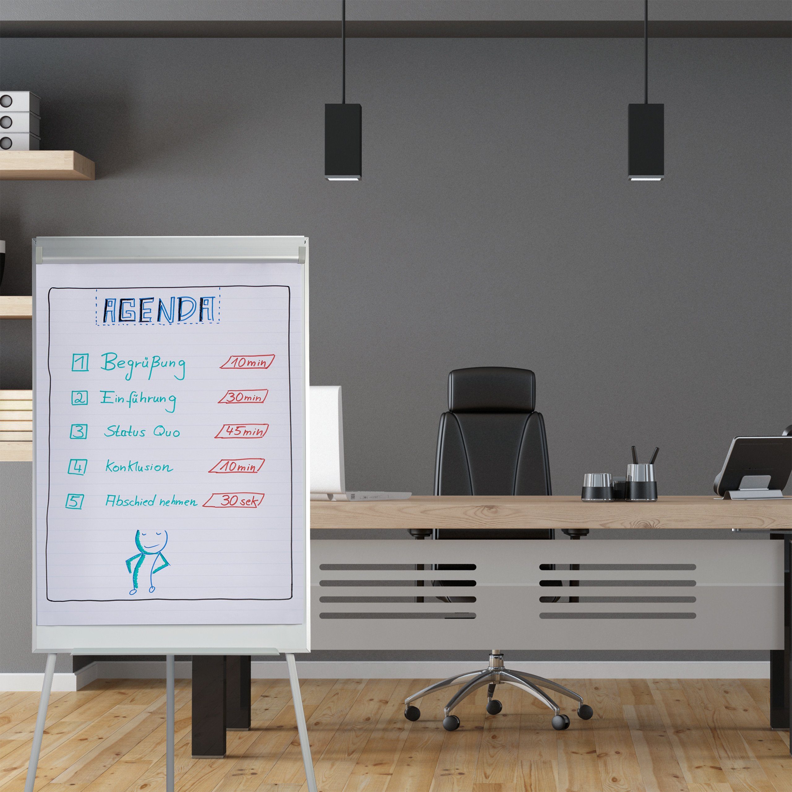 relaxdays Magnettafel Flipchart Papier 50 Blatt, liniert