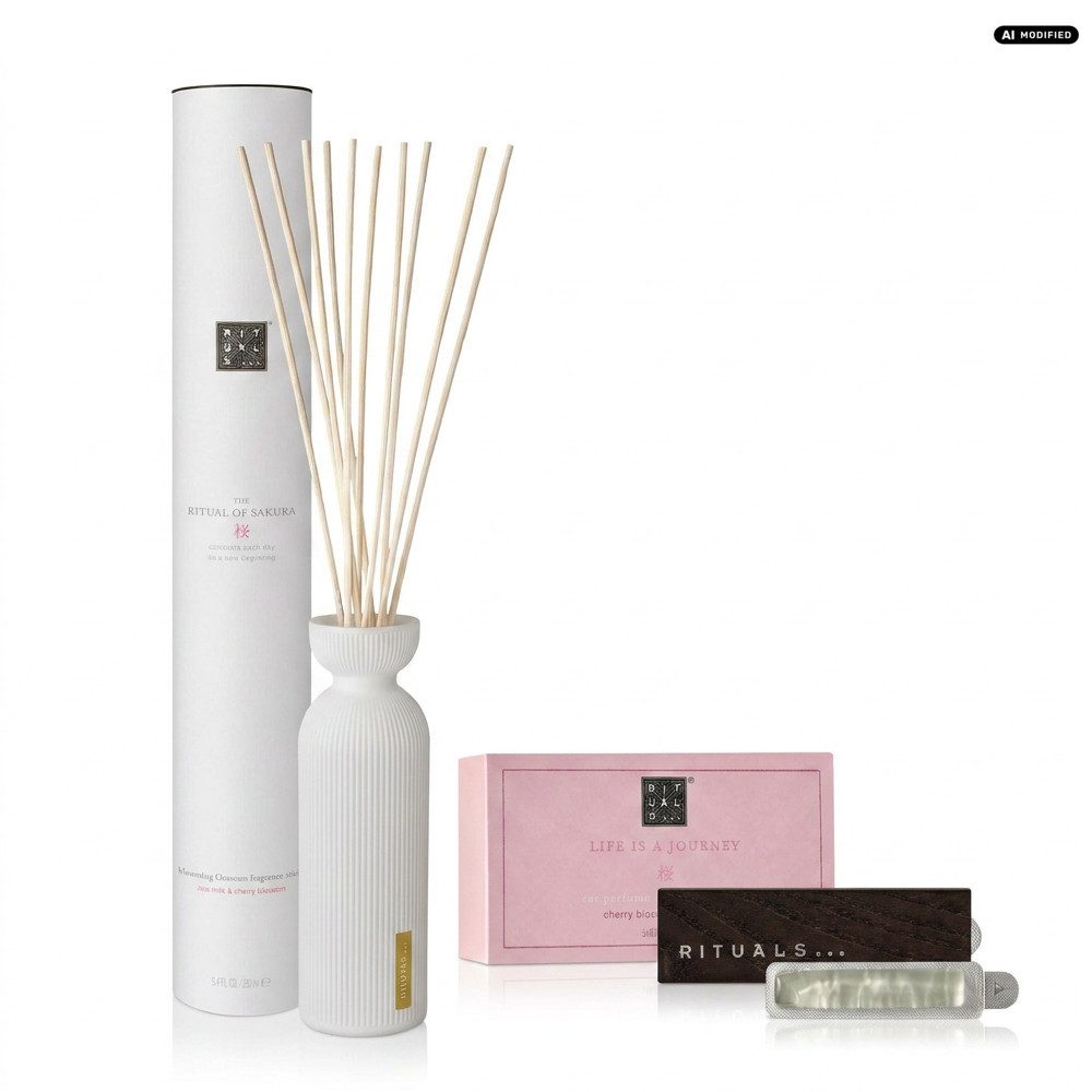 Rituals Duftstäbchen Rituals Sakura Home & Car Duft Set (Harmonischer Sakura-Duft für Zuhause und Auto)