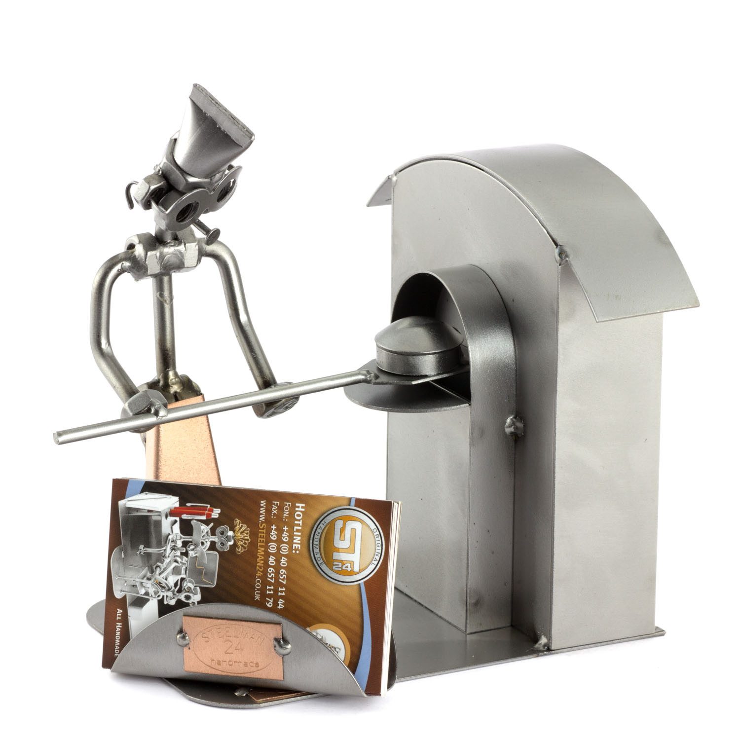 Steelman24 Dekofigur Bäcker mit Visitenkartenhalter