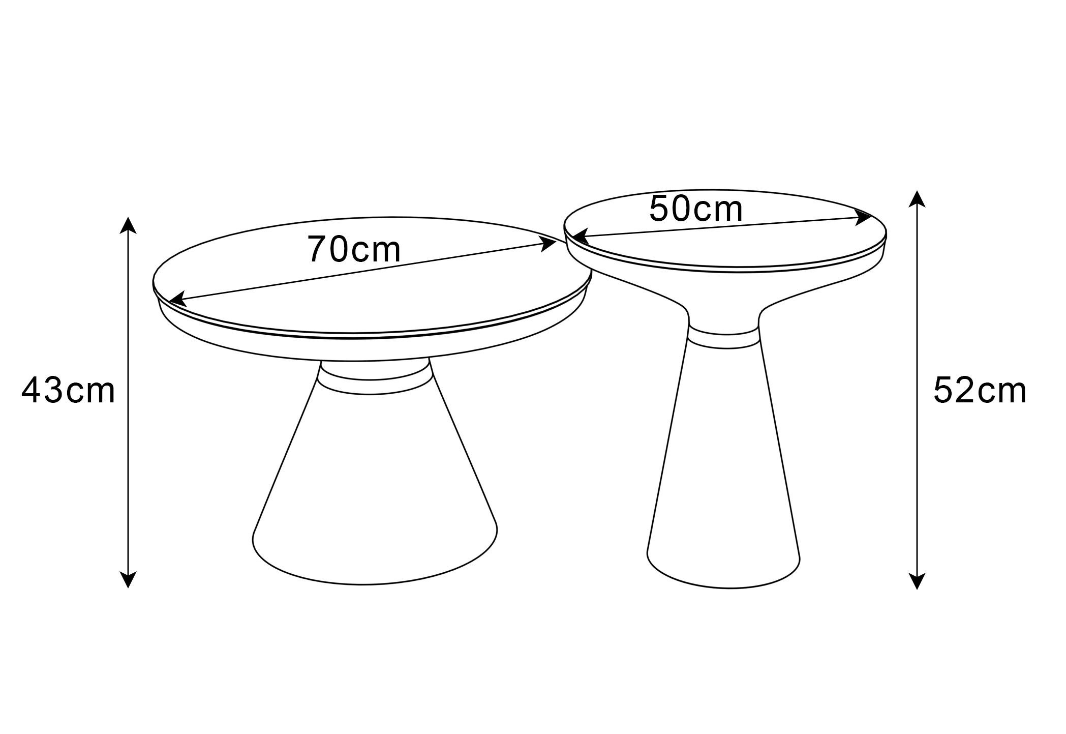 Lookway Couchtisch Giselle II 2-in-1 Couchtisch Set mit Hochglanz-Marmorplatte (2er Set), Durchmesser: ⌀70 cm und ⌀50cm – Bild 5 von 5