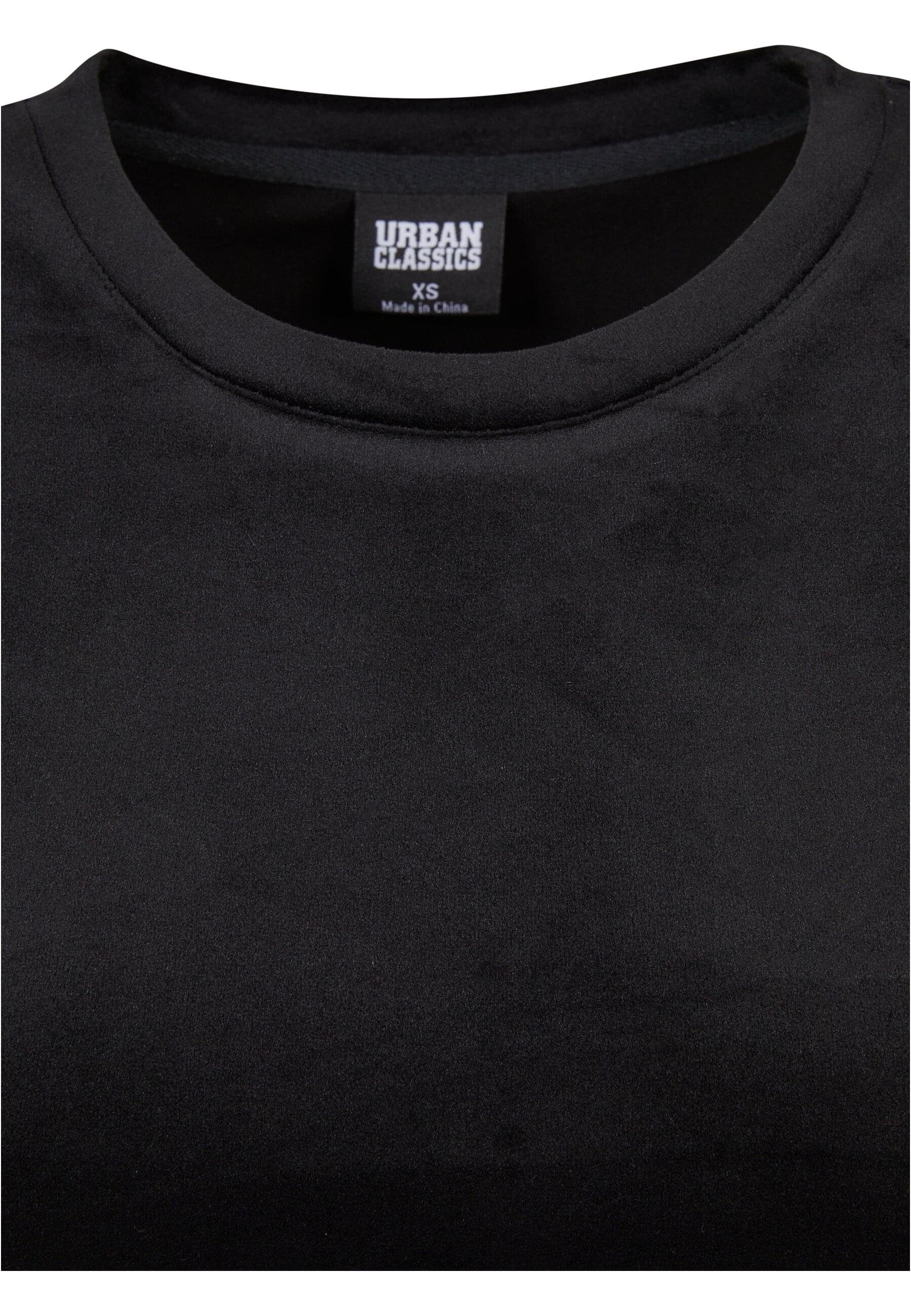 URBAN CLASSICS Langarmshirt Damen Ladies (1-tlg) black Short Velvet Tee