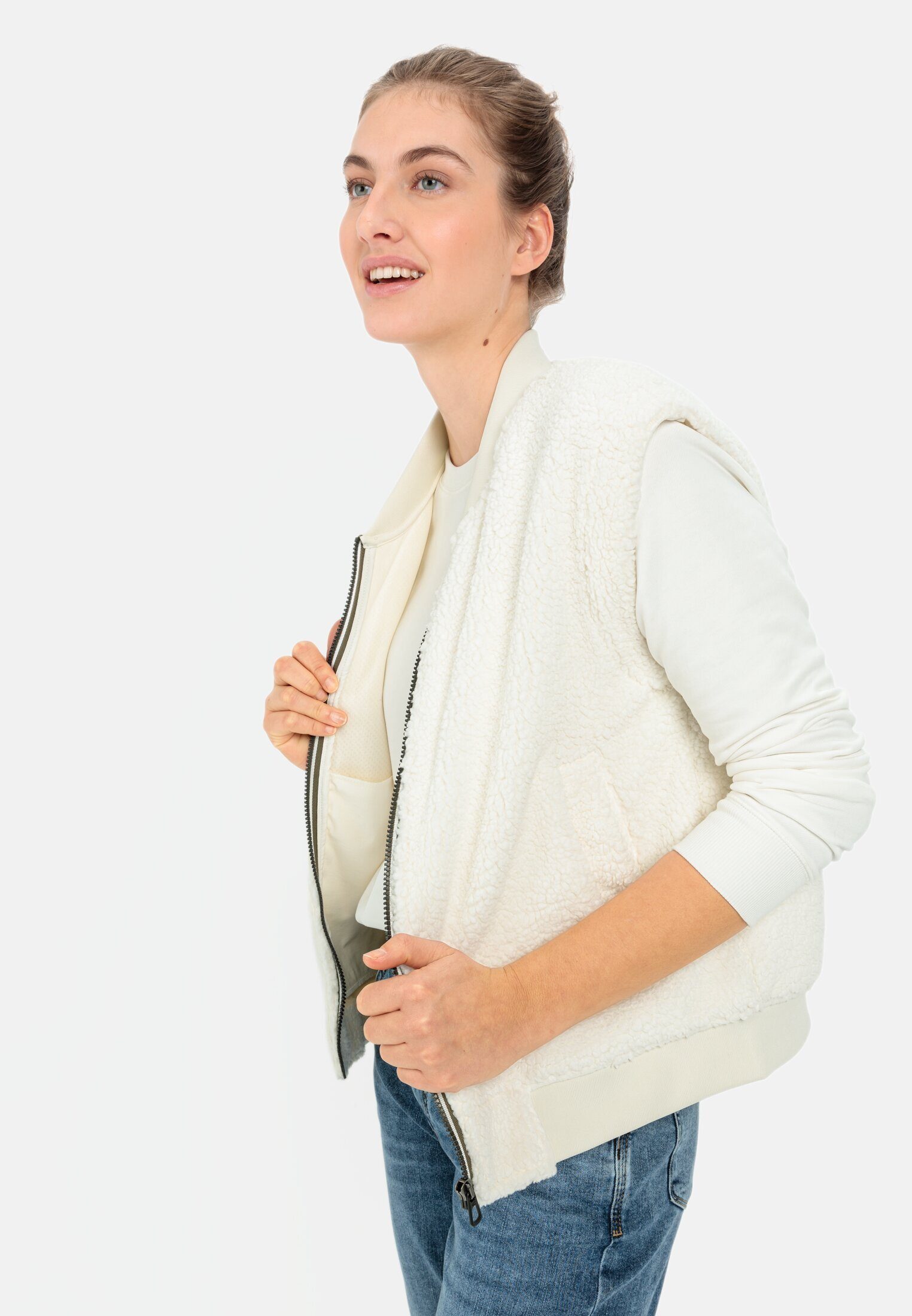 camel active Fleeceweste mit Strickbündchen ärmellos