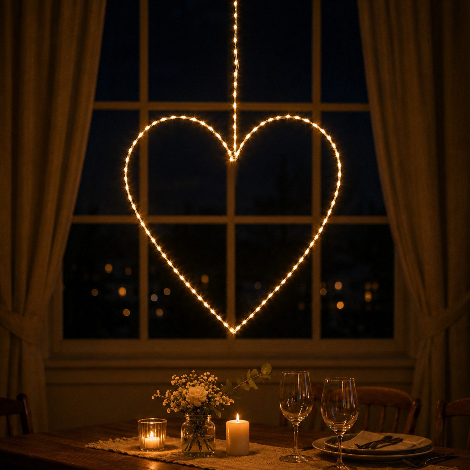 MARELIDA LED Dekolicht LED Herz Metallherz 120LED Leuchtherz hängend D: 38cm, LED Classic