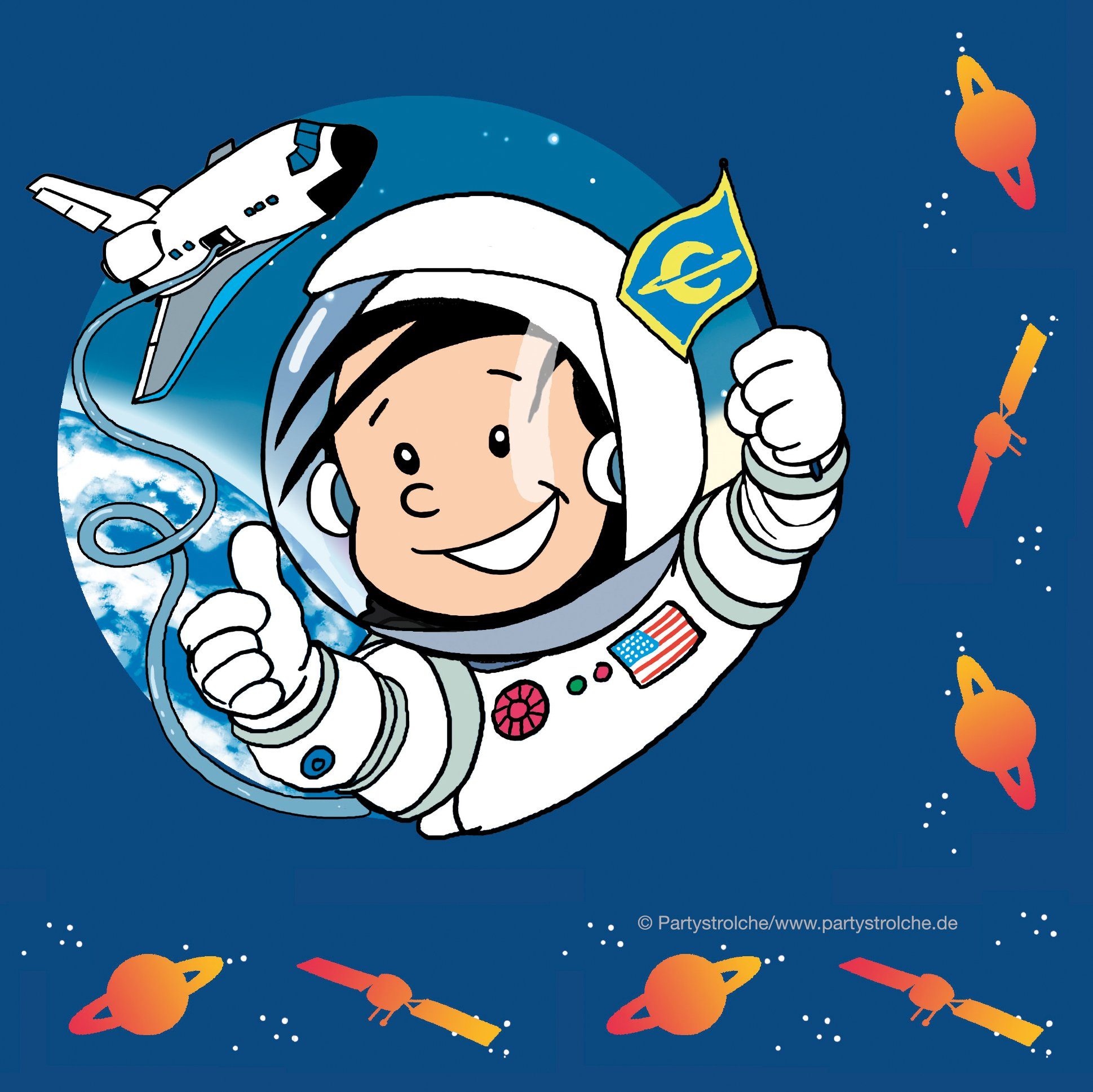 Partystrolche Papierserviette Astronauten Serviette für die Weltraum Party, 20 Stück, (20 Stück, 20 St)