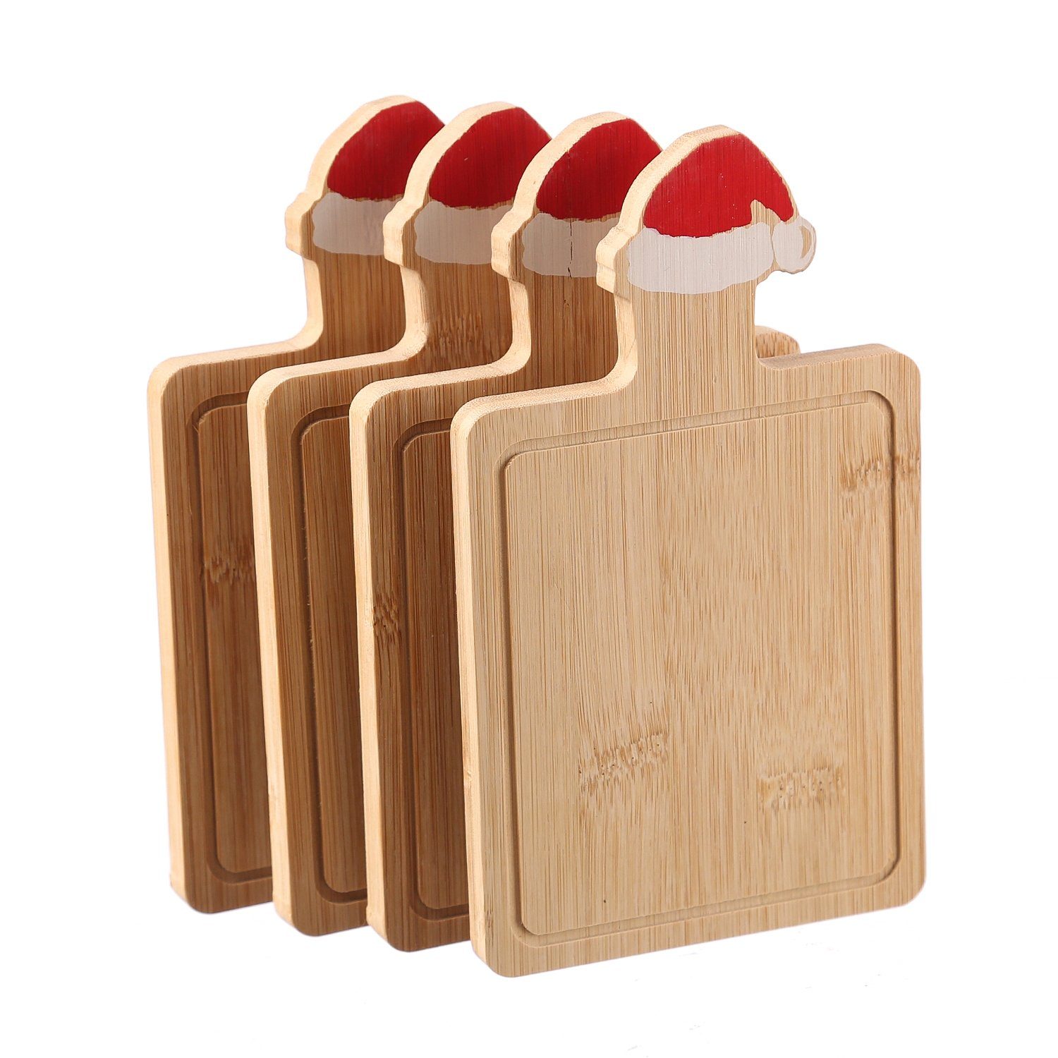 Frühstücksbrett Schneidebrett Servierbrett Nikolausmütze Griff 19,6cm 4 Stück