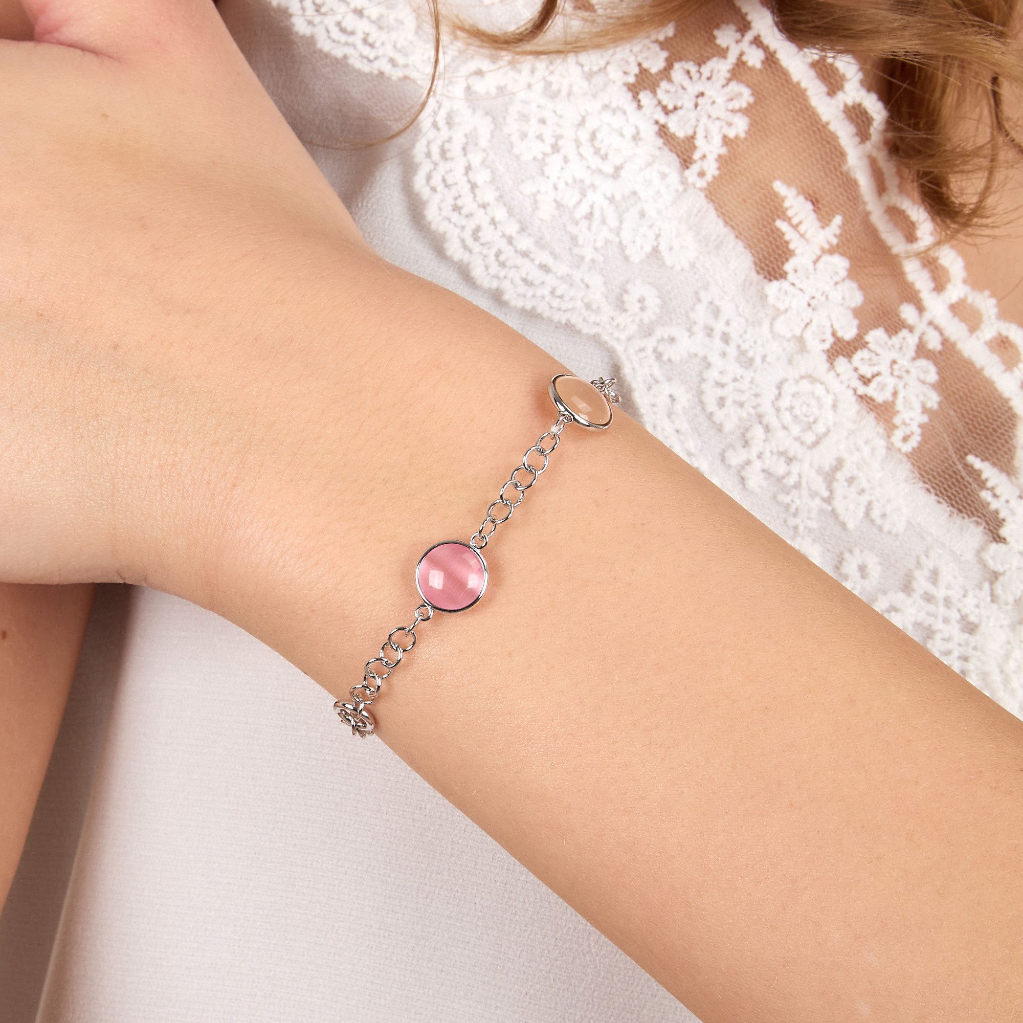 MORELLATO Armband Venezia SAZM22 925 Silber Katzenaugensteine 16+3 cm Damen