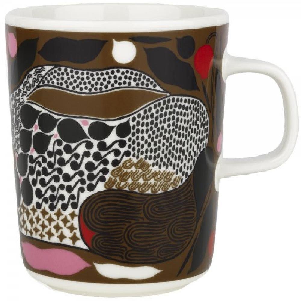 Marimekko Tasse Becher Oiva (Klein) Rusakko Green-Red White-Brown-Dark