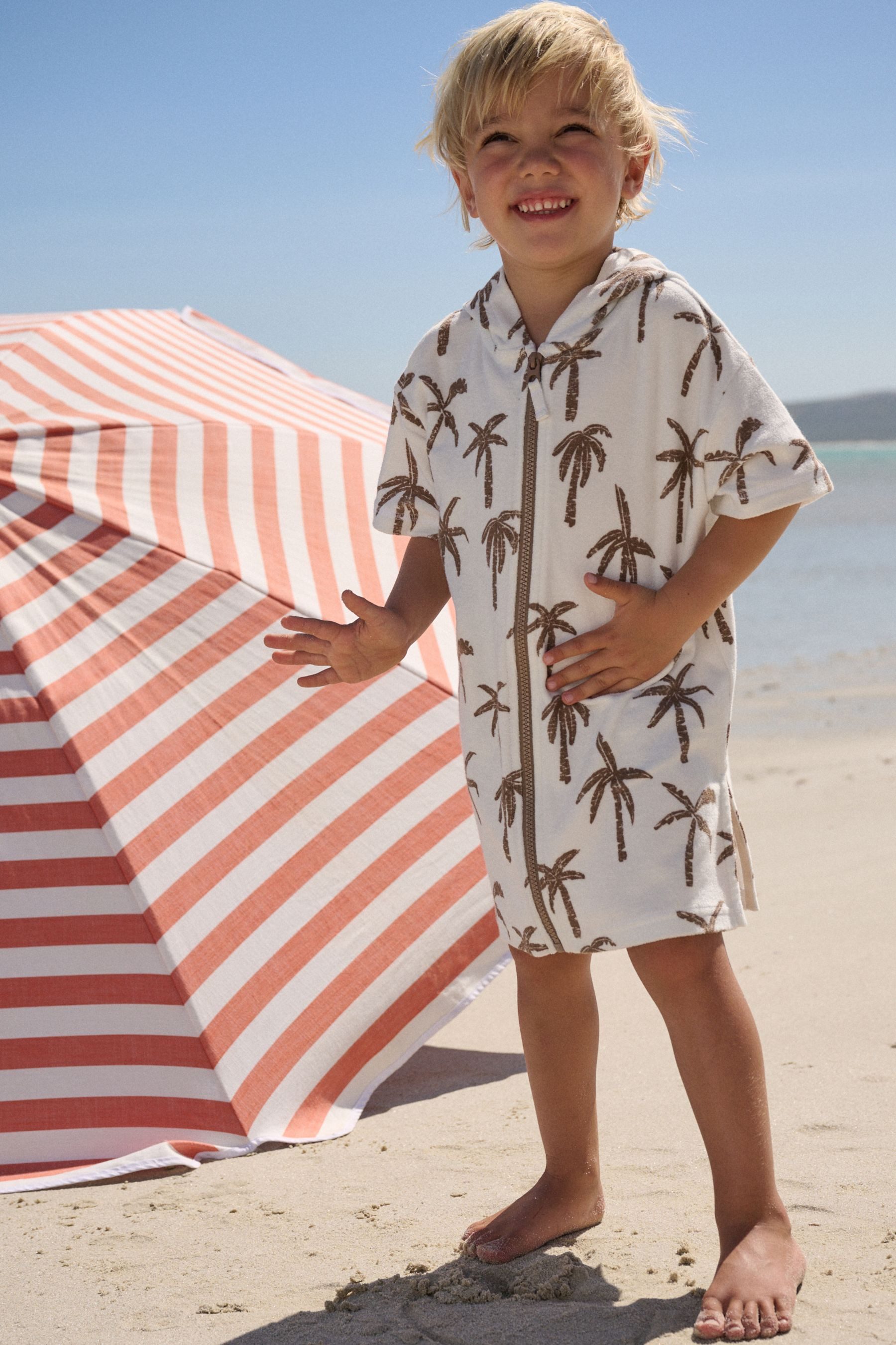 Next Badeponcho Frottee-Cover-up mit durchgehendem Reißverschluss, Baumwolle