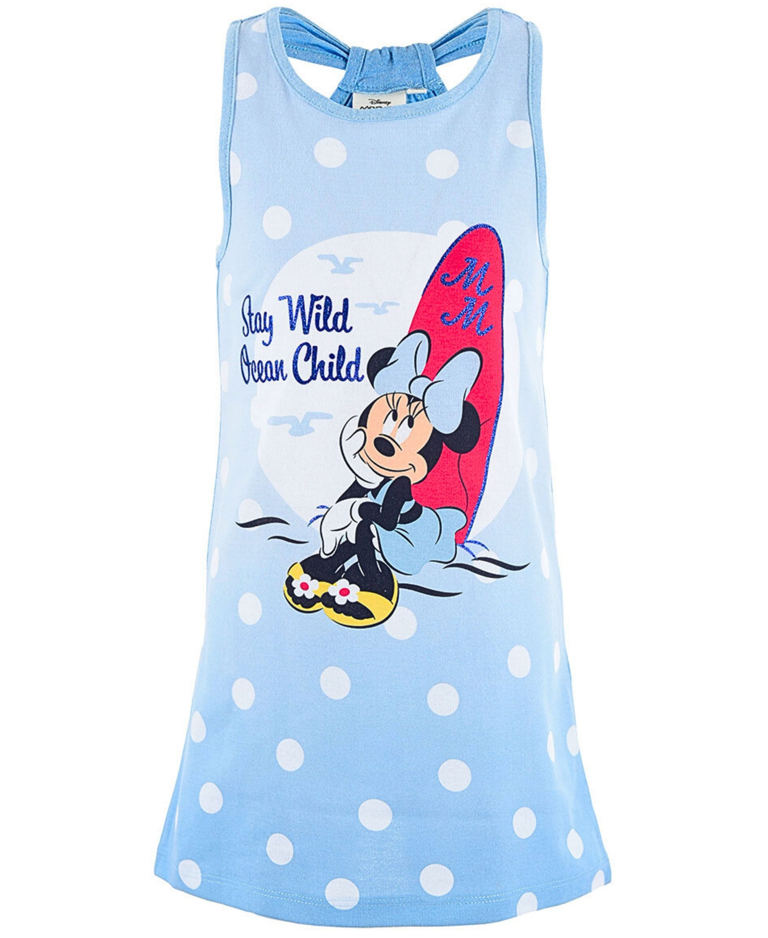 Disney Minnie Mouse Sommerkleid Minnie Maus Mädchen Jerseykleid mit Glitzerdetails Gr. 98-128 cm