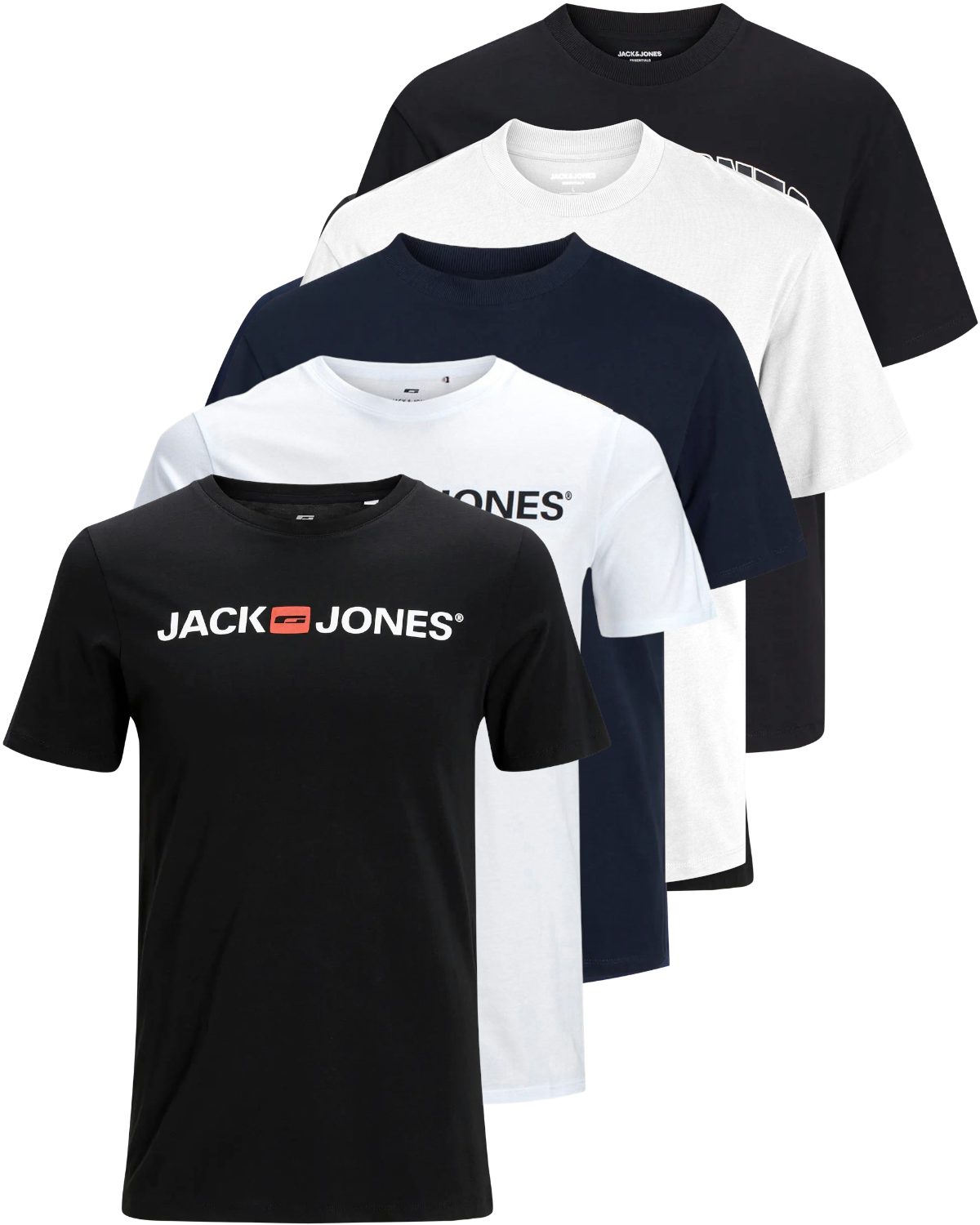 Jack & Jones Print-Shirt Bedrucktes T-Shirt aus Baumwolle (5er-Pack)