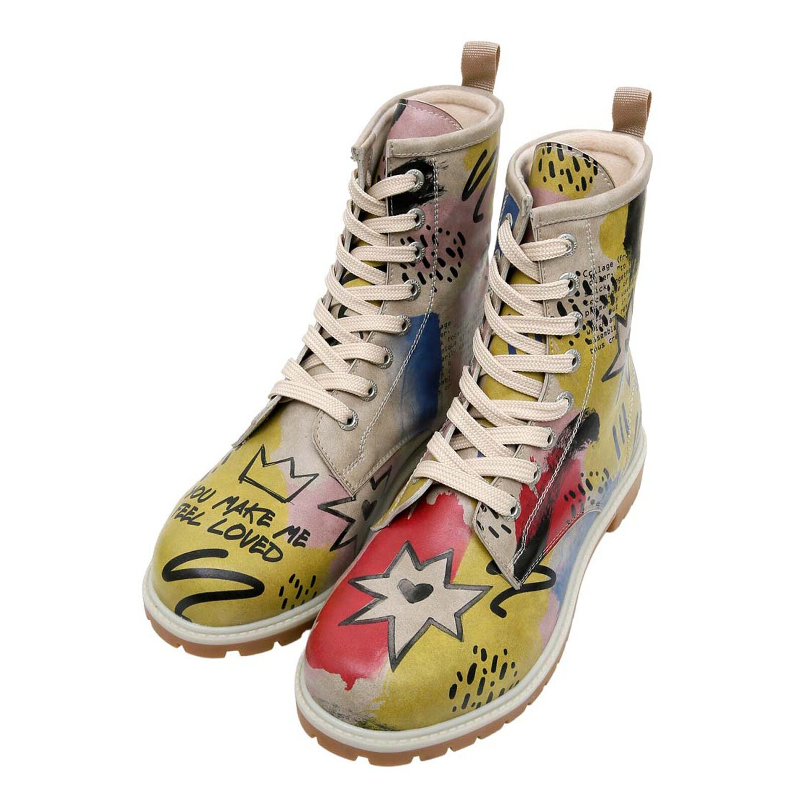 DOGO Long Boots Schnürstiefel The Creation Of The Collage Damen Schnürboots günstig online kaufen