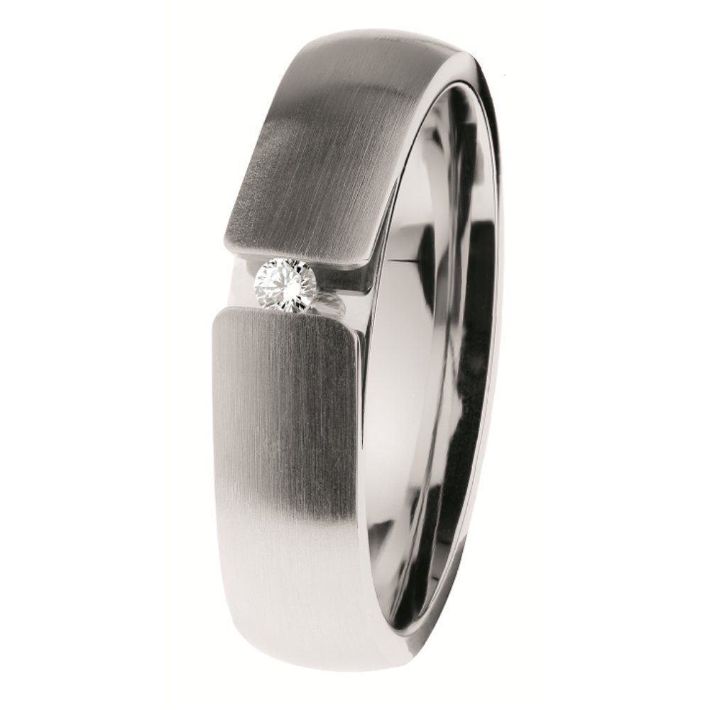 Ernstes Design Fingerring Ernstes Design Ring R512.55 Edelstahl mit Brillant