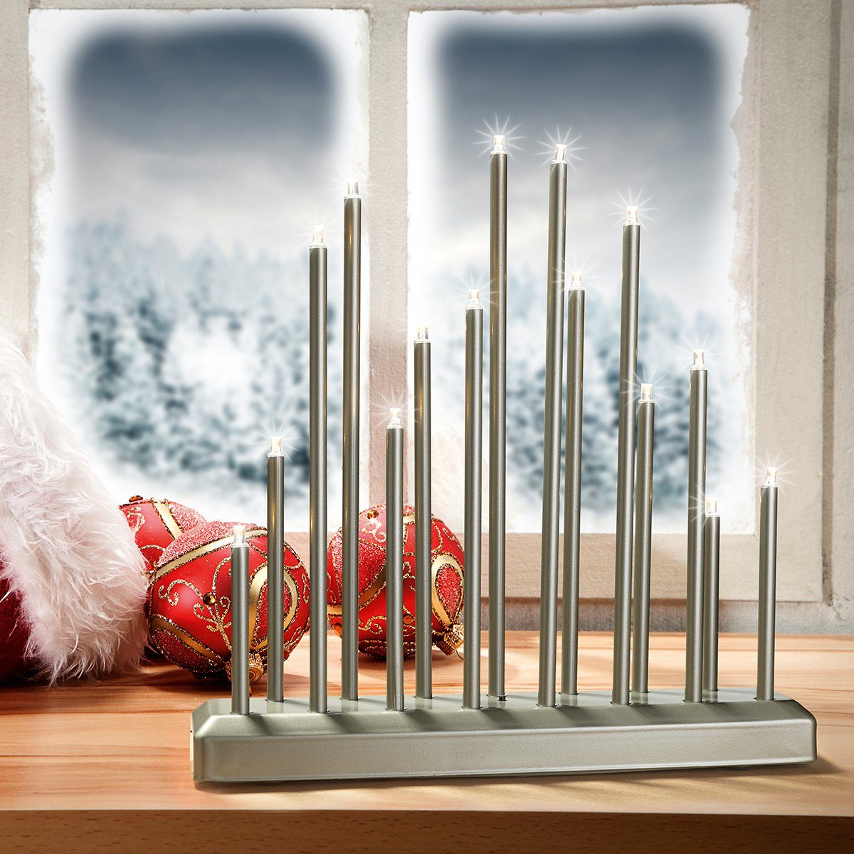 Weihnachtsdeko XMAS, Fensterleuchter Schwibbogen, SL50-1, warmweiß, MeLiTec
