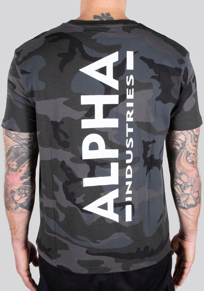 Industries Alpha T camo black Camo Backprint Rundhalsshirt