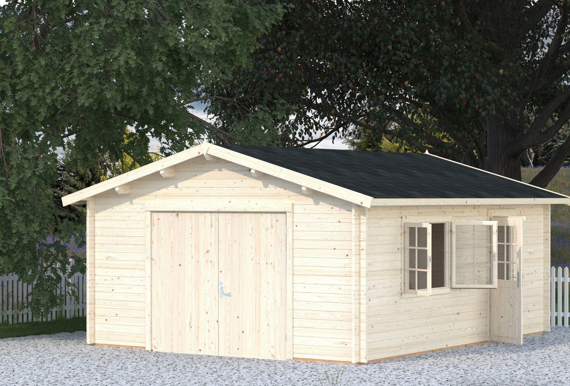 Palmako Garage Roger, BxTxH: 514x598x287 cm, mit Holztor, transparent