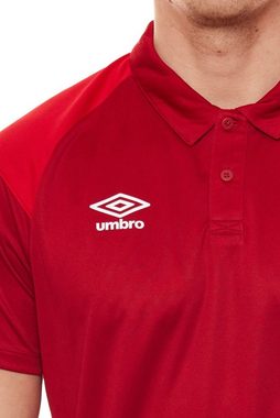 Umbro Rundhalsshirt umbro Poly Polo Herren Polohemd Sport-Shirt mit kontrastfarbener Schulterpartie 65293U-1IY Golf-Shirt Rot