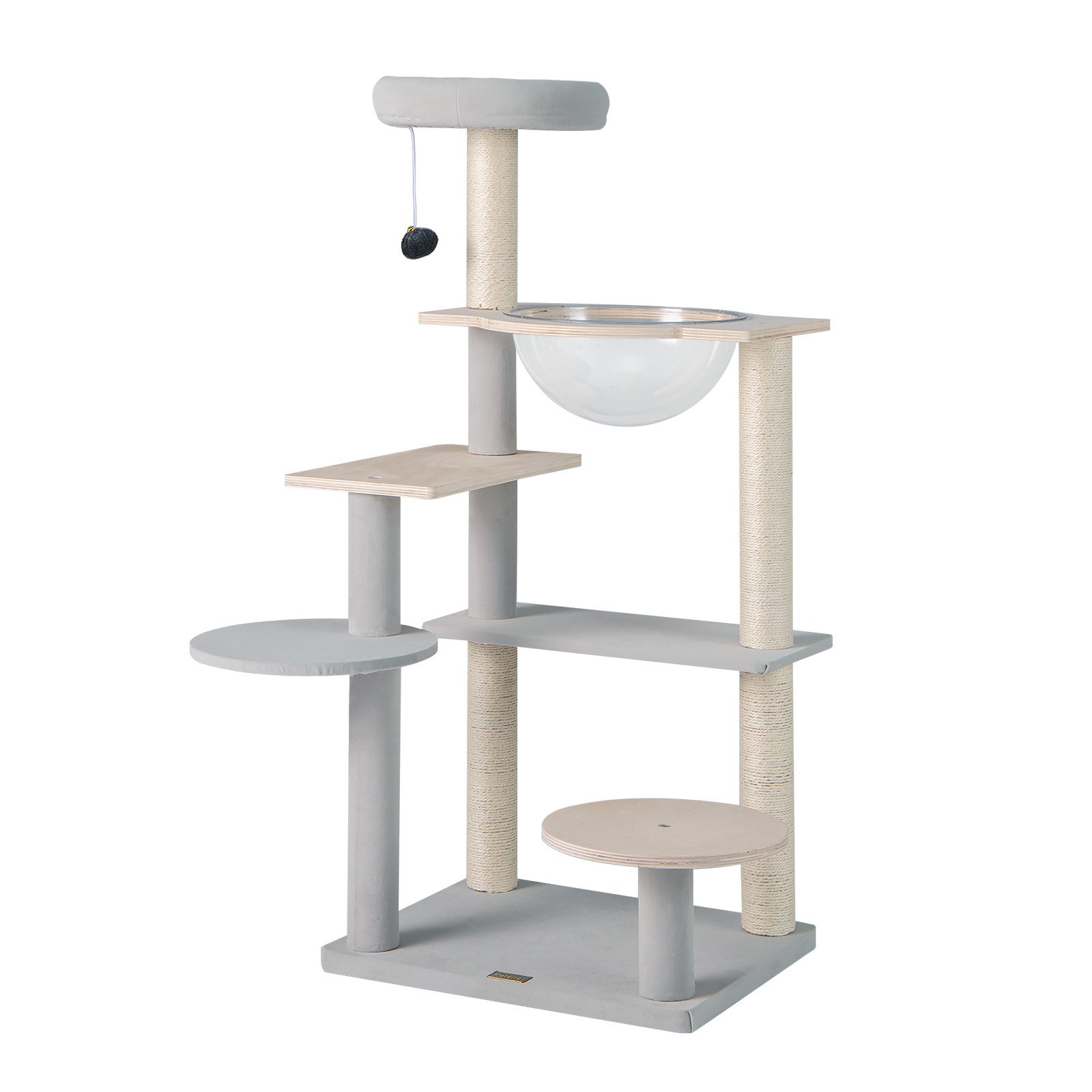 COSTWAY Kratzbaum, mit Plattformen & Raumkapsel, 113cm