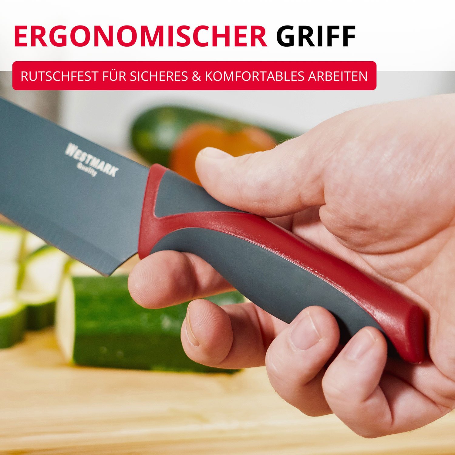 WESTMARK Allzweckmesser Klingenlänge: 20 cm, breite Klinge, mit Klingenschutz, Chef-/Küchenmes