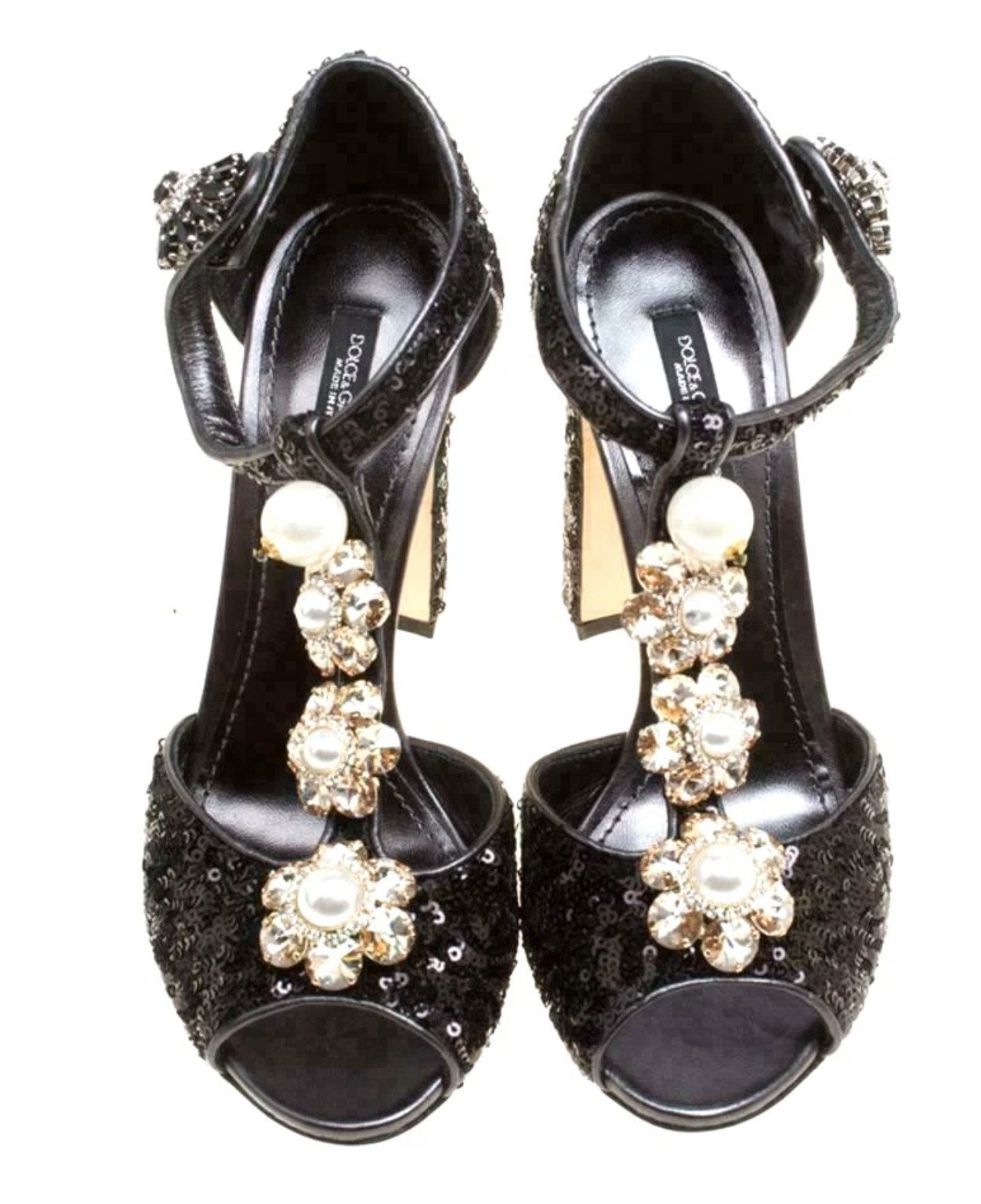 DOLCE & GABBANA Luxuriöse High Heels mit Pailletten, Kristallen und Perlenbesatz Pumps mit Pailletten, Kristallen und Perlenbesatz