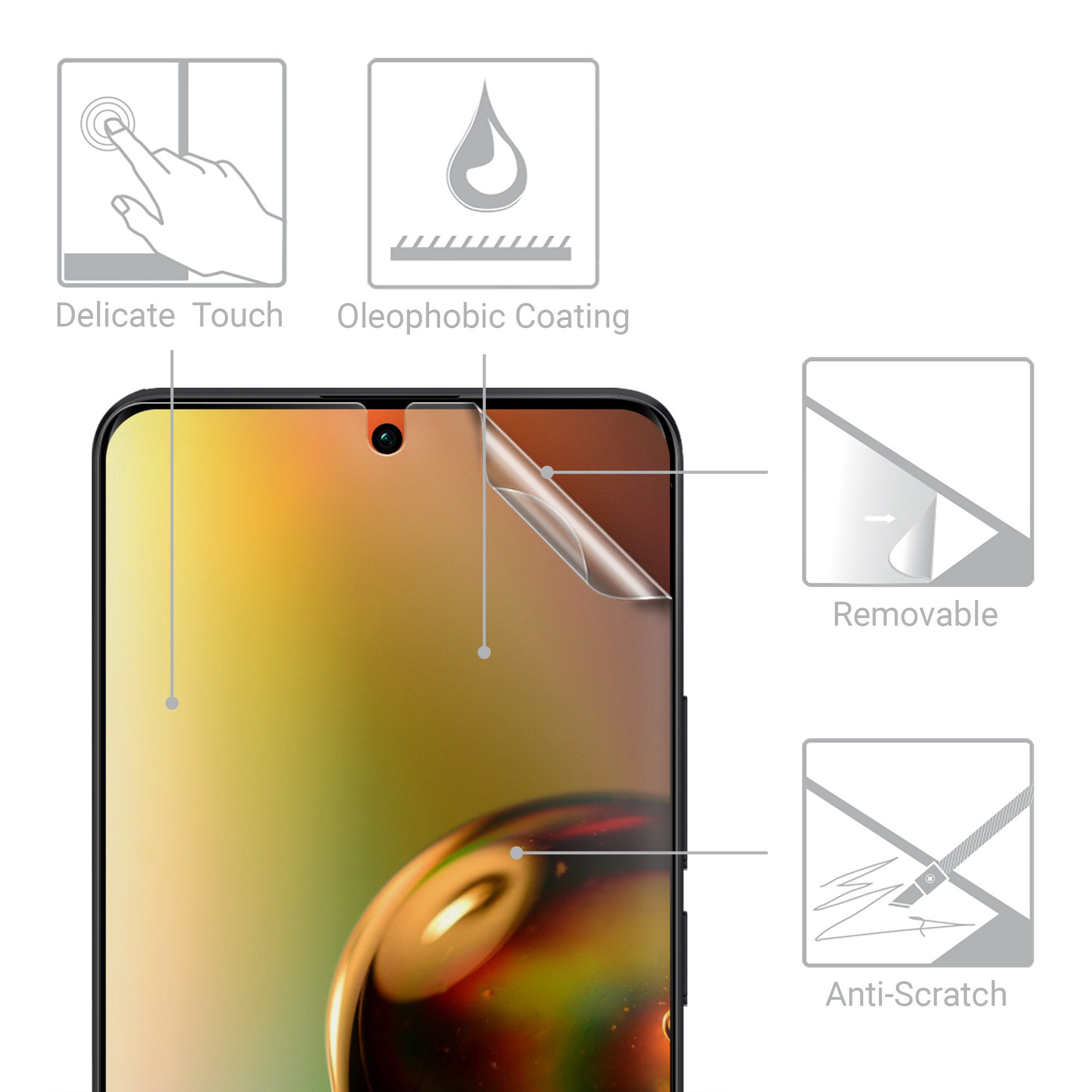 kwmobile Smartphone-Hülle 3x Folie matt für Xiaomi Redmi Note 13 5G, Schutzfolie Anti-Fingerabdruck Displayschutz Displayfolie entspiegelt