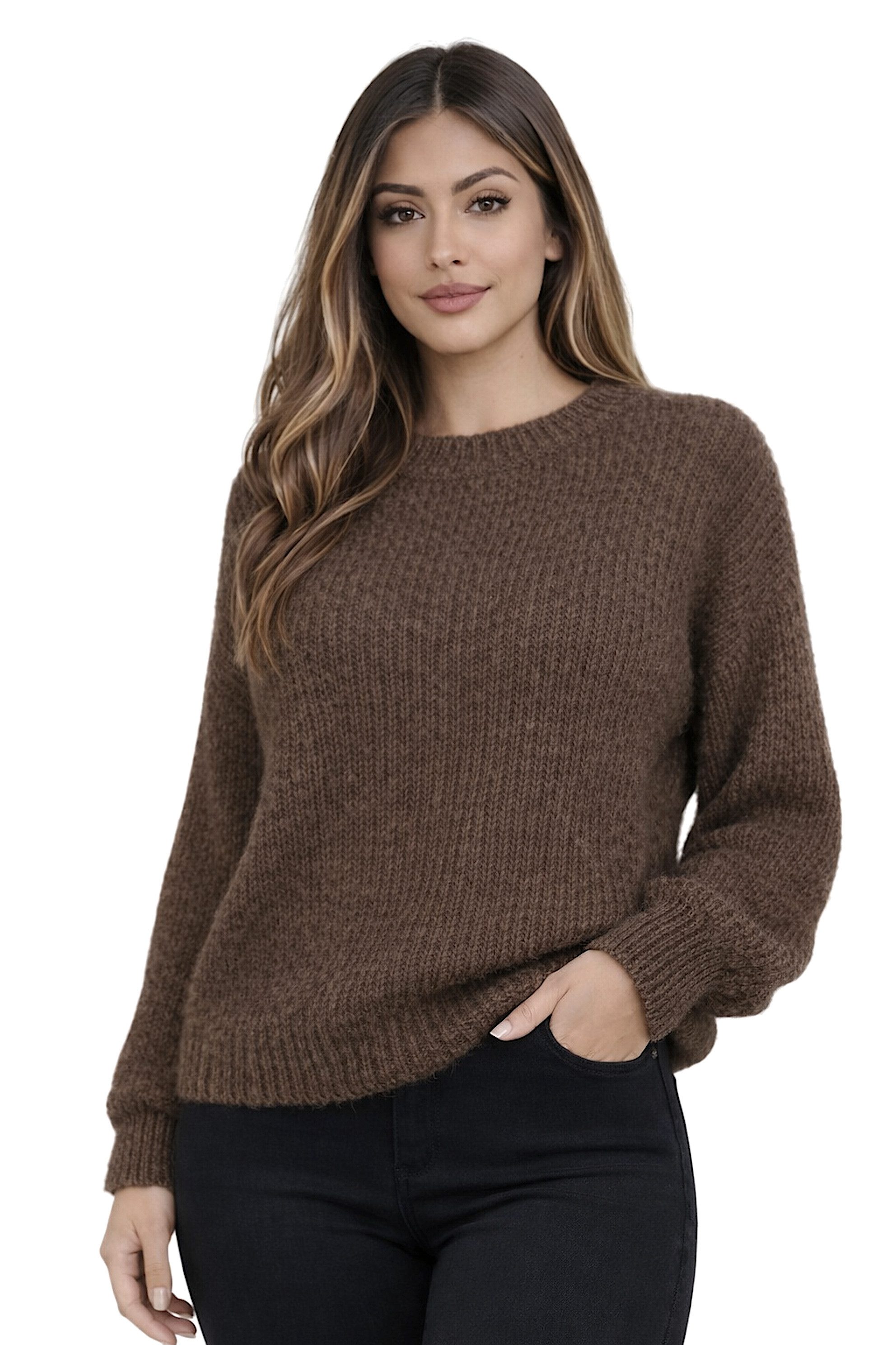 Strickpullover WORLDCLASSCA Damen Strickpulllover Basic Rundhals Weicher Pullover