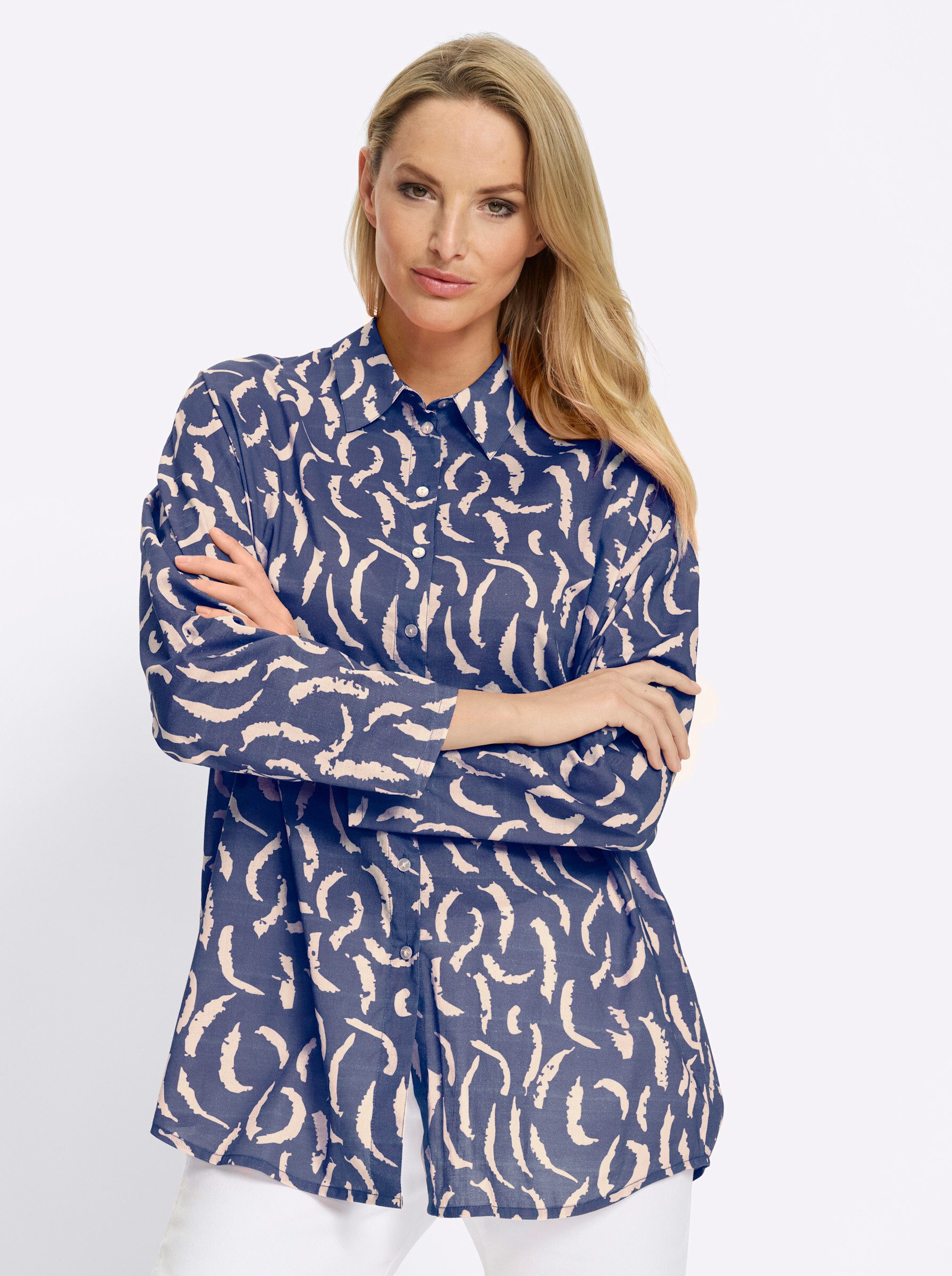 Klassische Bluse Druckbluse Langarm